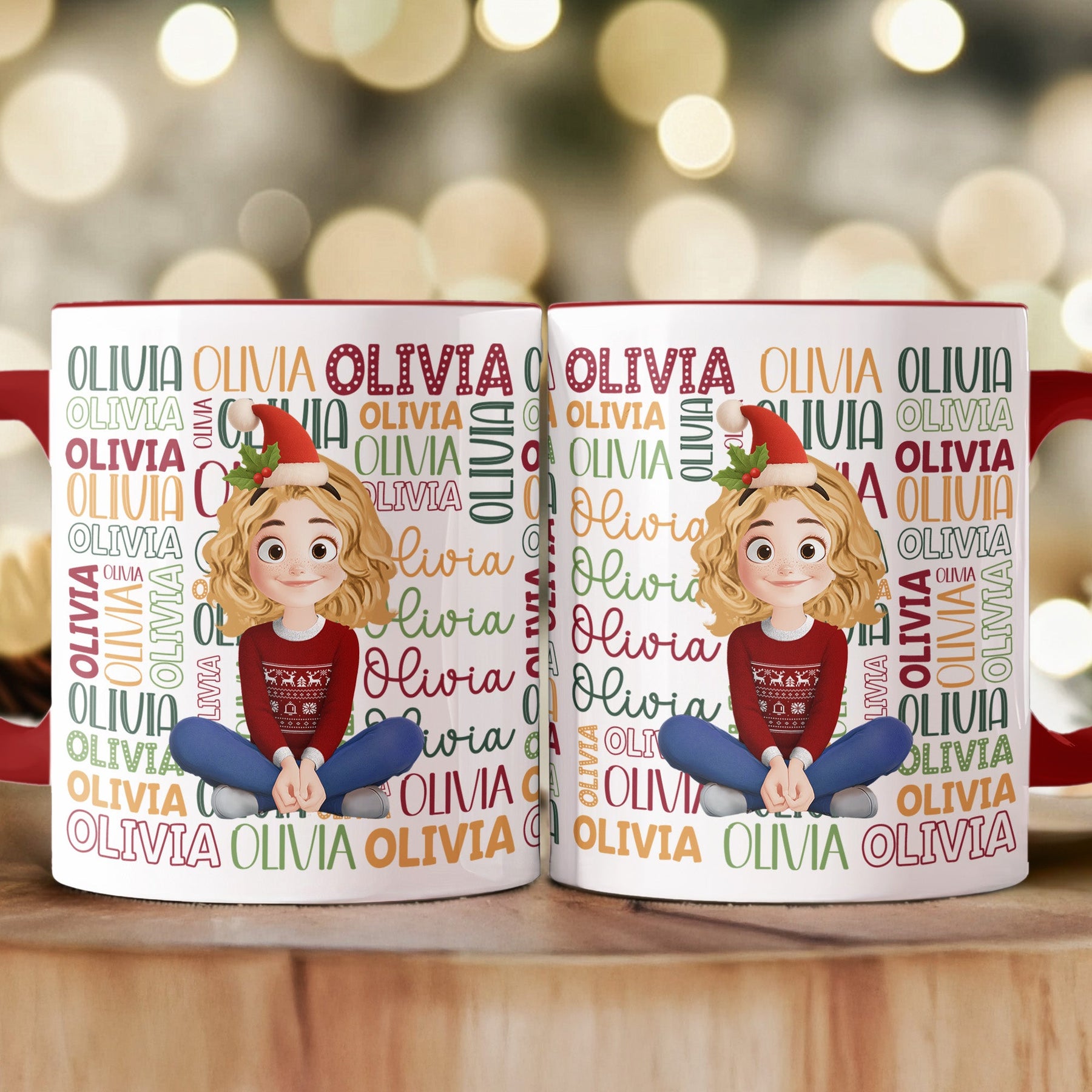 Name Christmas Color - Personalized Accent Mug