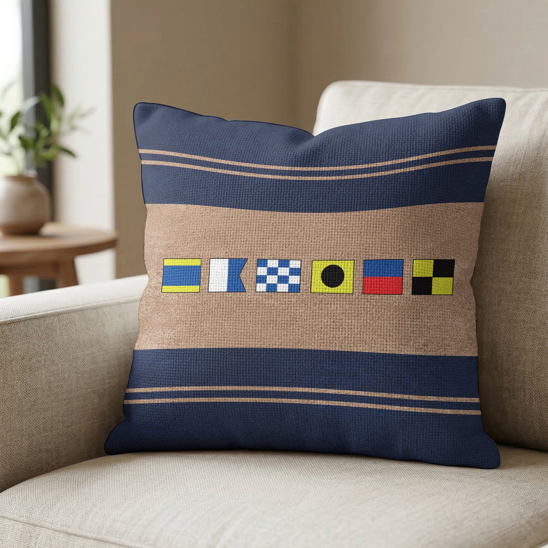 Name In Nautical Flags - Personalized Pillow Cover