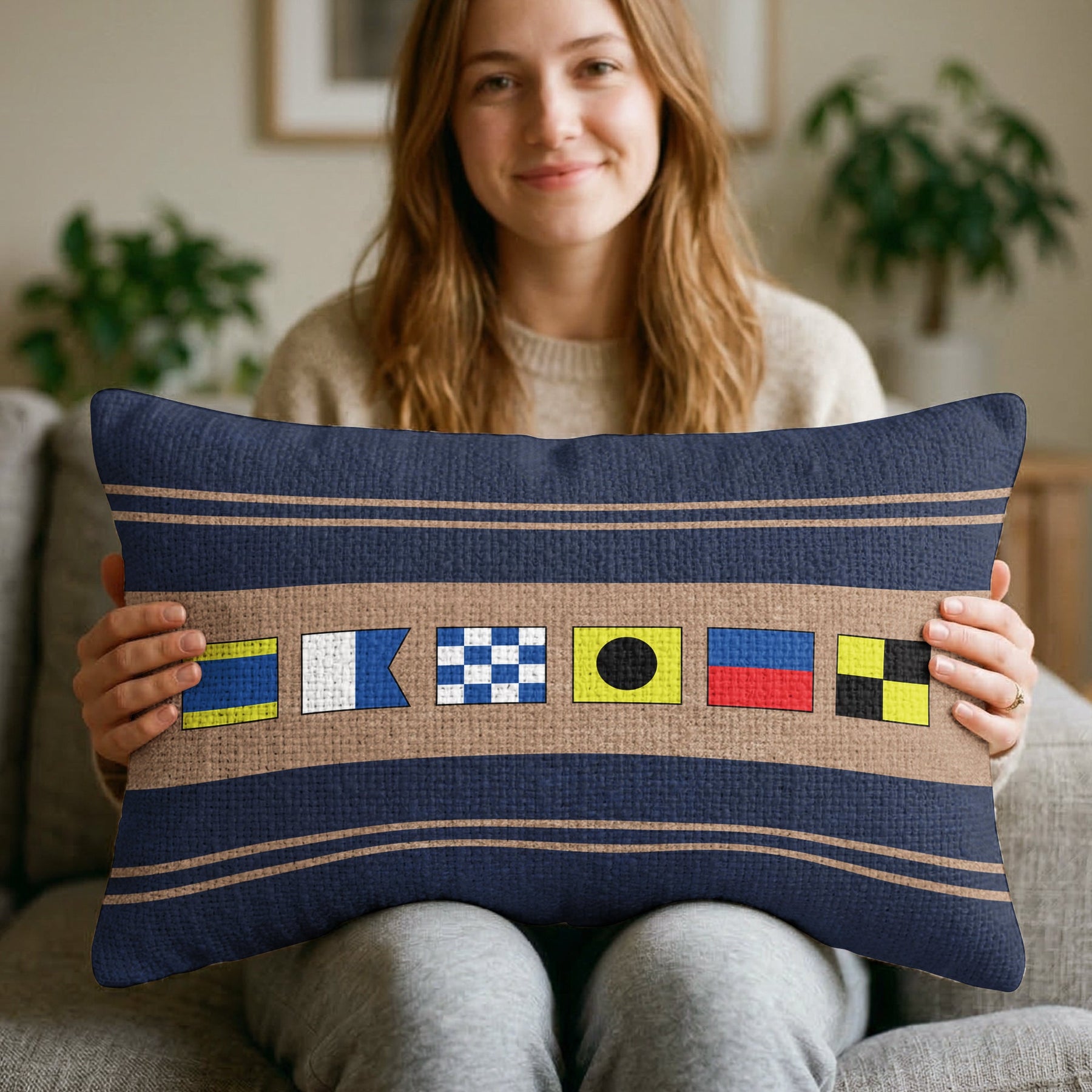 Name In Nautical Flags - Personalized Pillow Cover
