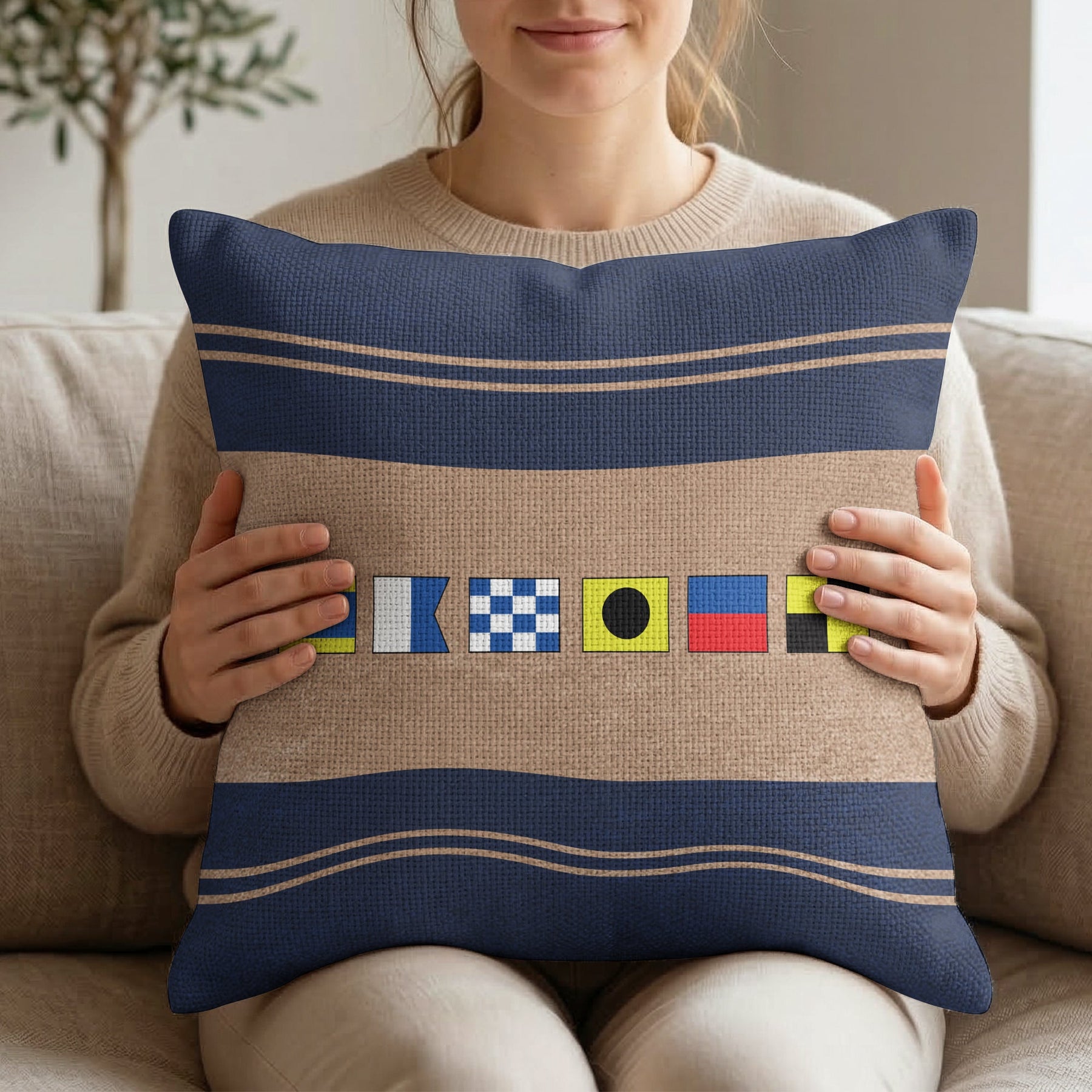 Name In Nautical Flags - Personalized Pillow Cover