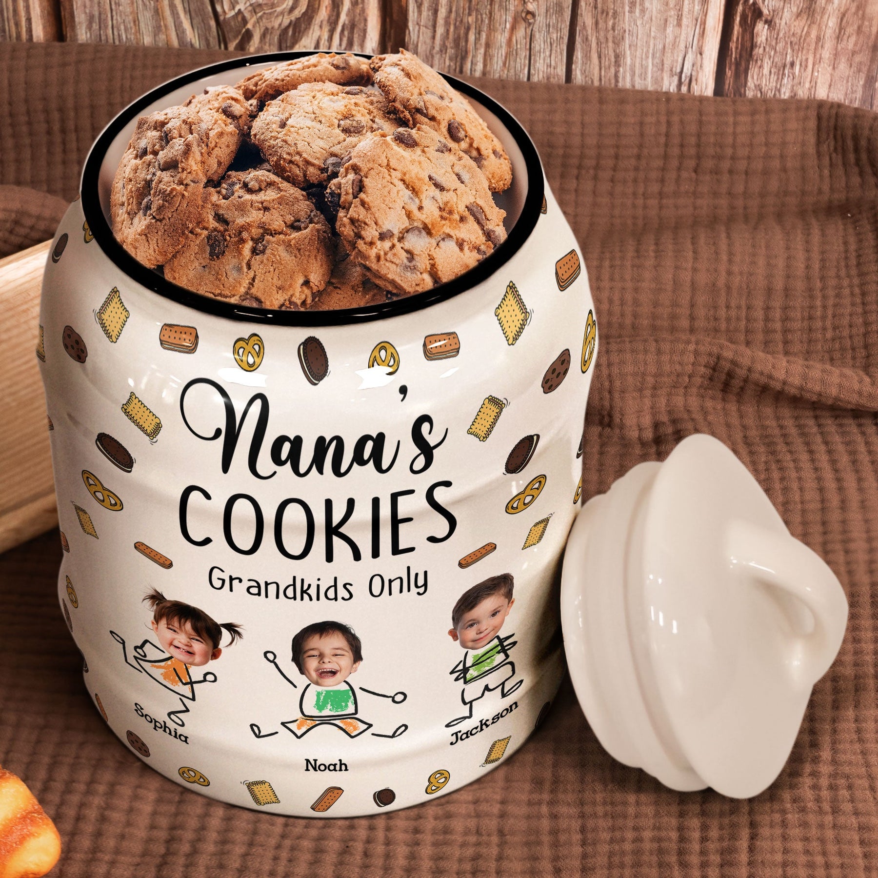 Nana's Cookies Grandkids Only - Personalized Photo Cookie Jar