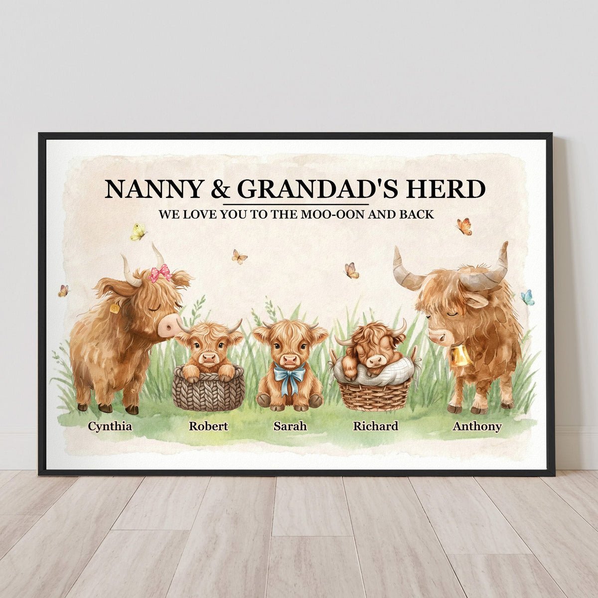 Nanny & Grandad's Herd We Love You To The Moo-Oon And Back - Personalized Poster