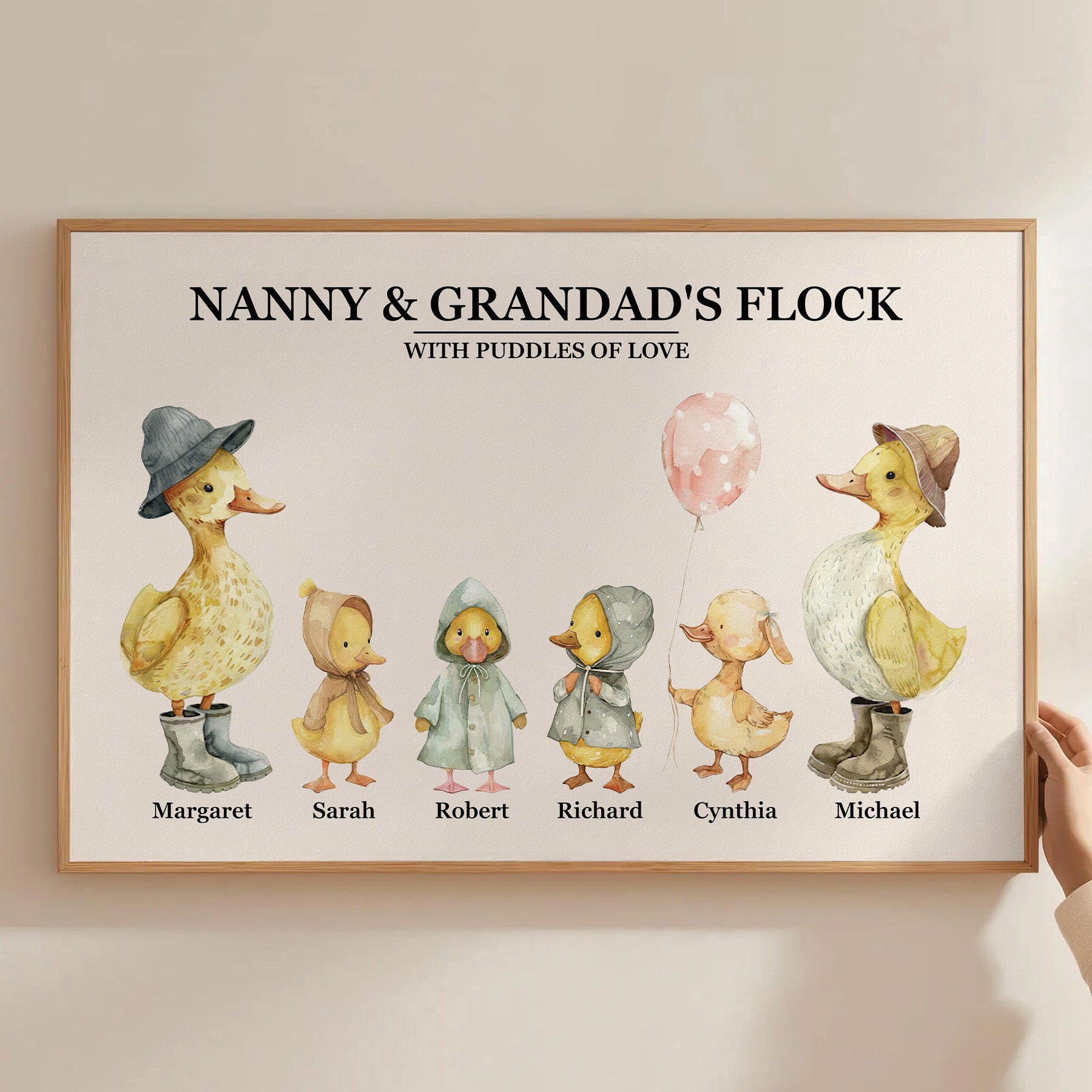 Nanny & Grandad's Flock With Puddles Of Love - Personalized Poster