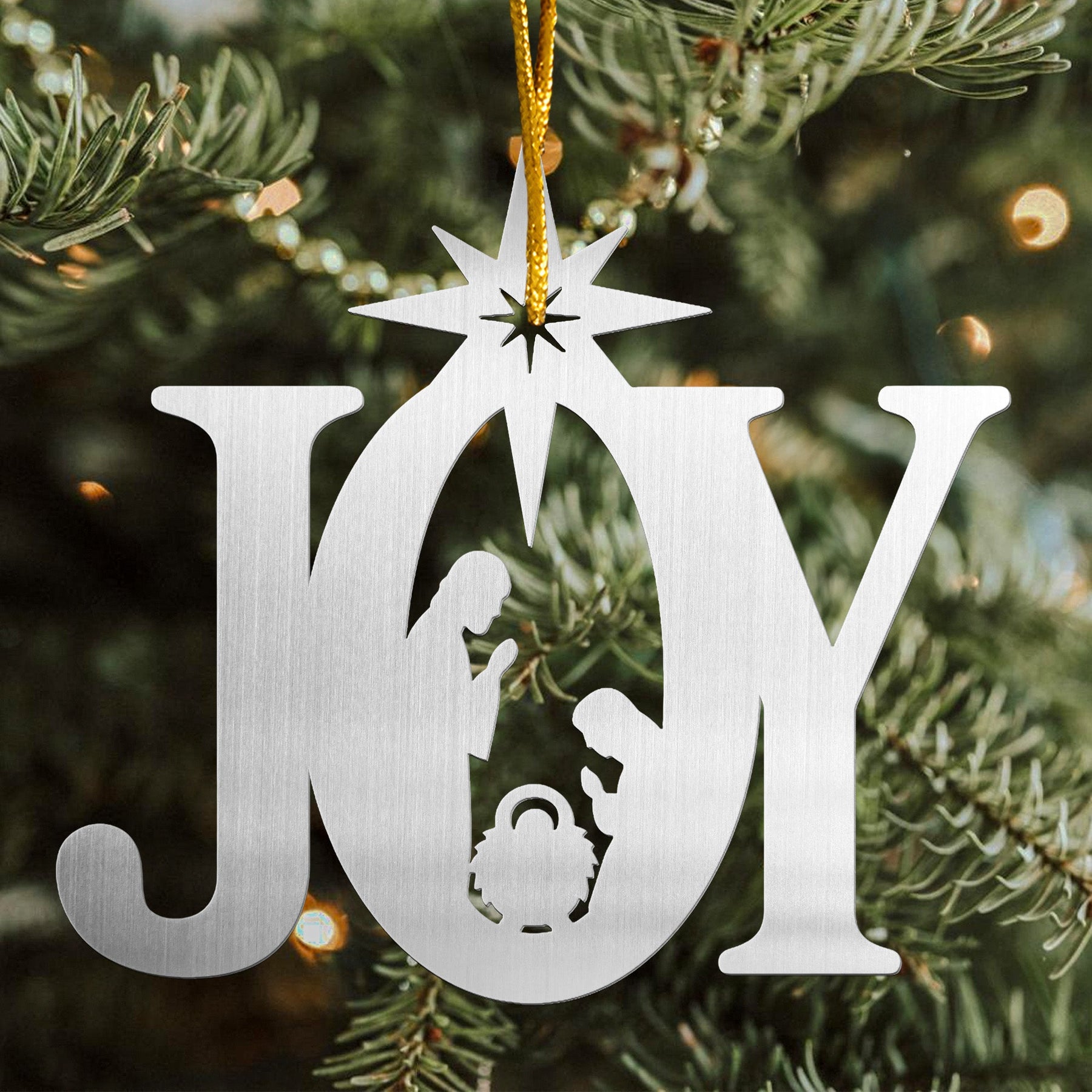 Nativity Scene Christmas Tree Decoration - Personalized Metal Ornament