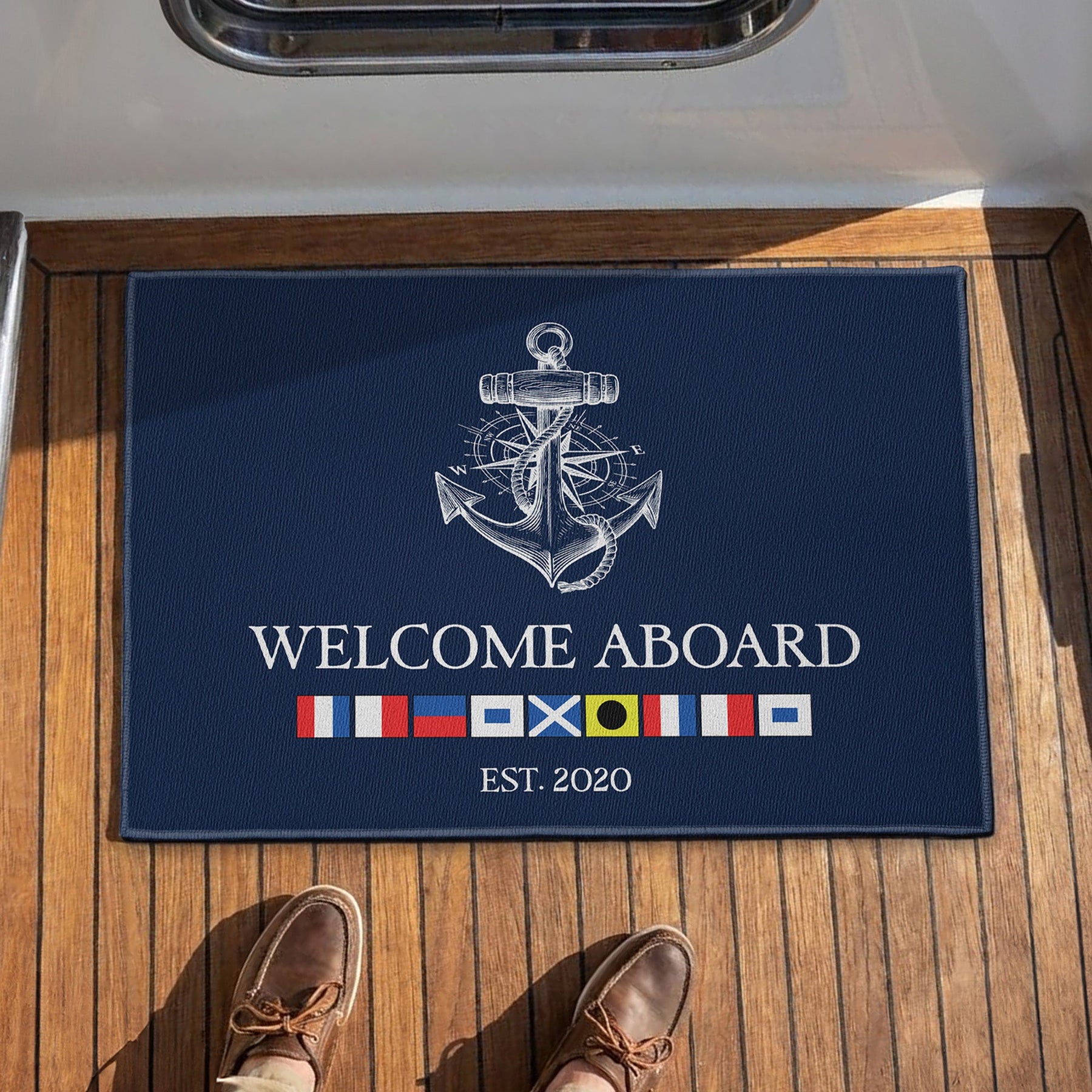 Nautical Flag Welcome - Personalized Doormat