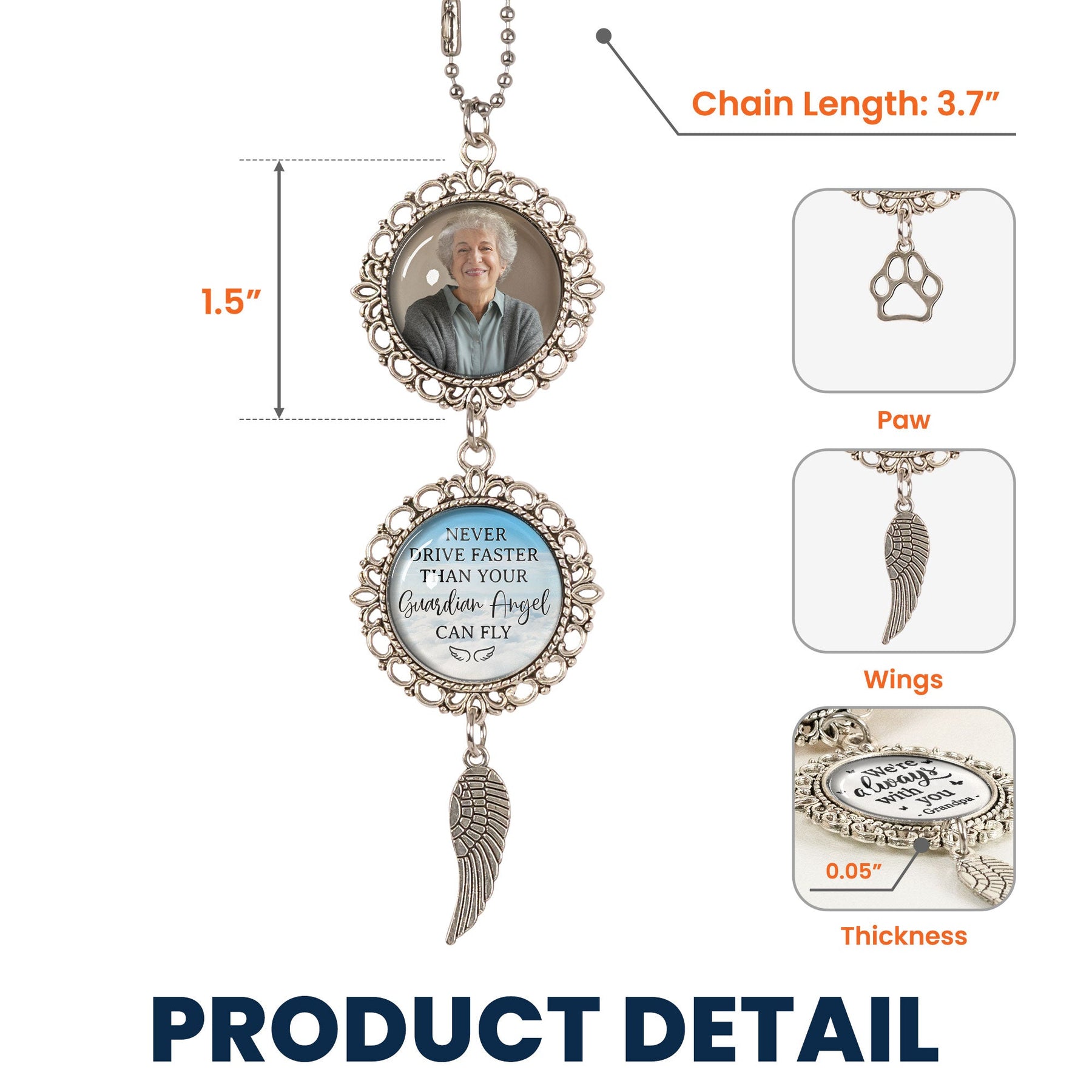 Never Drive Faster Than Your Guardian Angel Can Fly - Personalized Car Photo Ornament