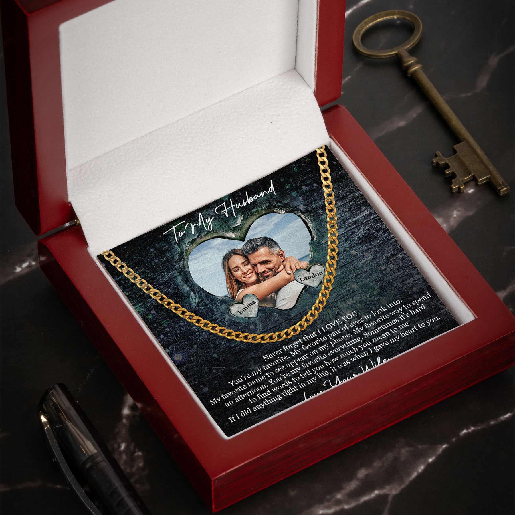 Never Forget That I Love You - Personalized Photo Men's Cuban Link Chain