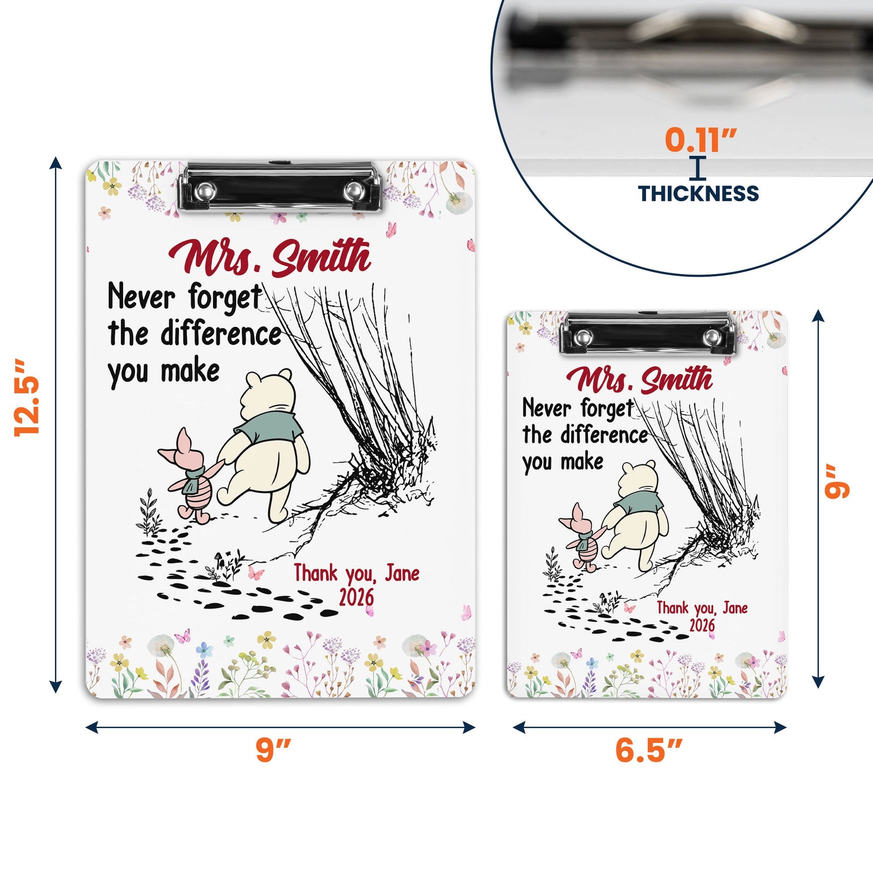 Never Forget The Difference You Make Teacher Gift - Personalized Clipboard
