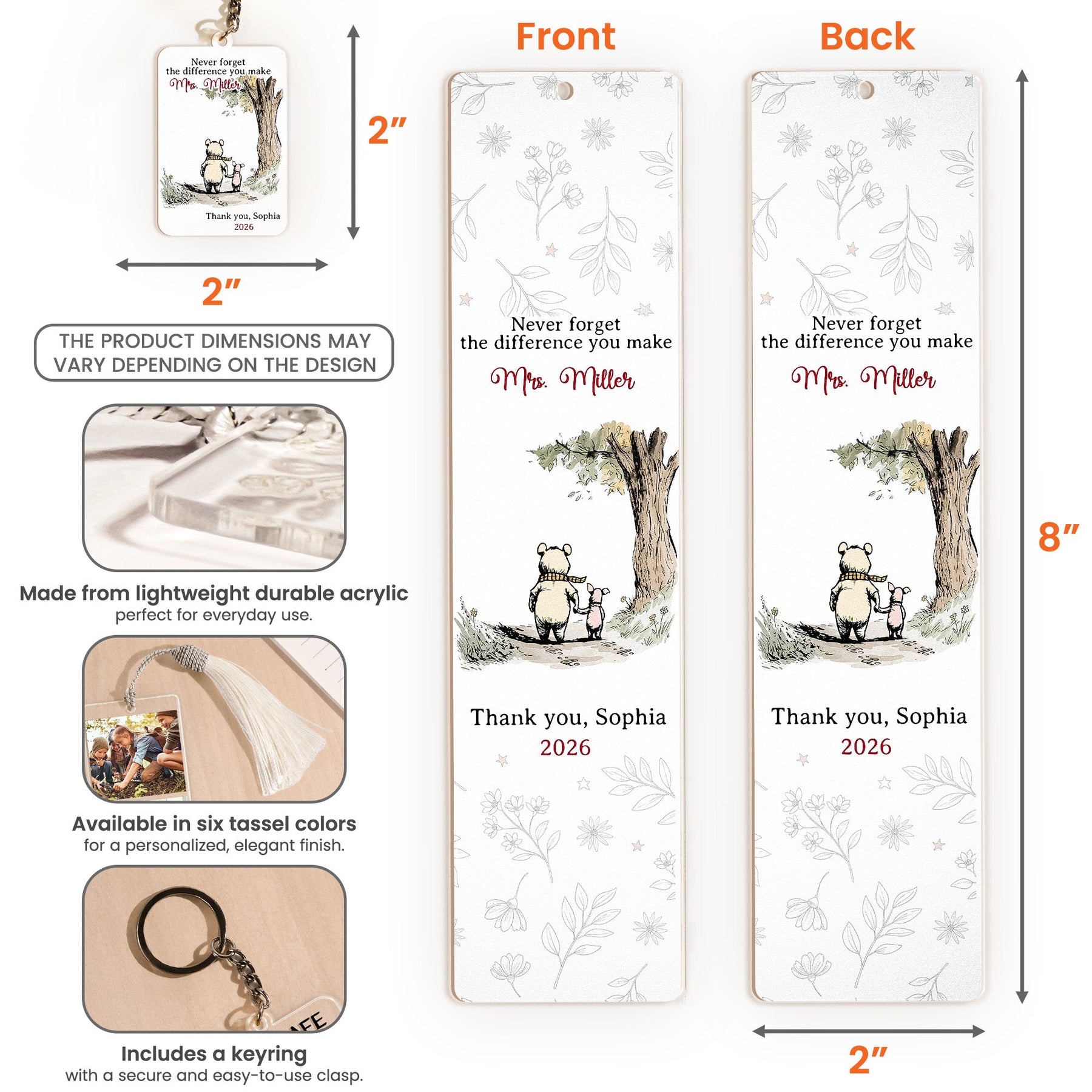Never Forget The Difference You Make Thank You Teacher Gift - Personalized Bundle