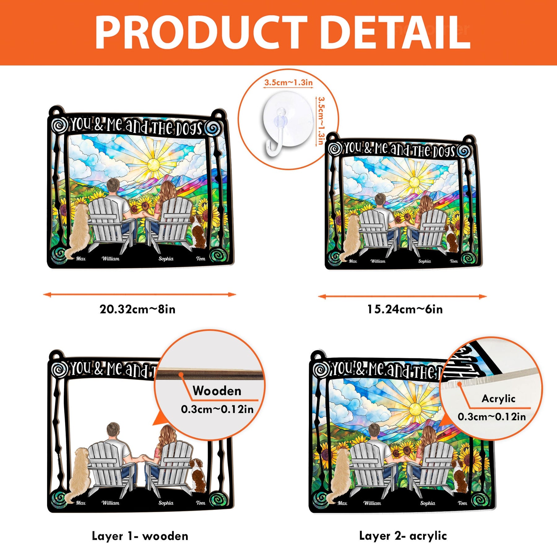 New Version You, Me & The Dogs - Personalized Window Hanging Suncatcher Ornament