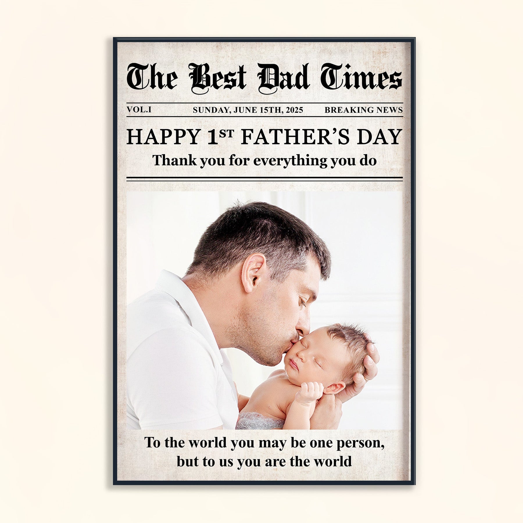Newspaper Happy First Father's Day - Personalized Photo Poster