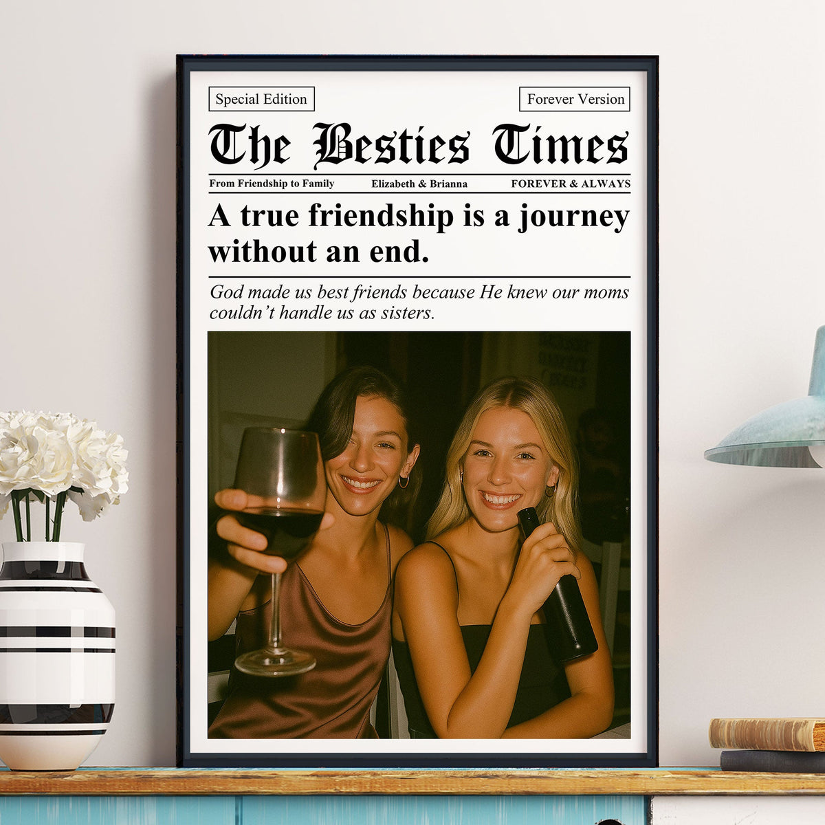 Newspaper The BFF Times - Upload Best Friend, Bestie Photo - Personalized Photo Poster/Canvas - Gift For Friend