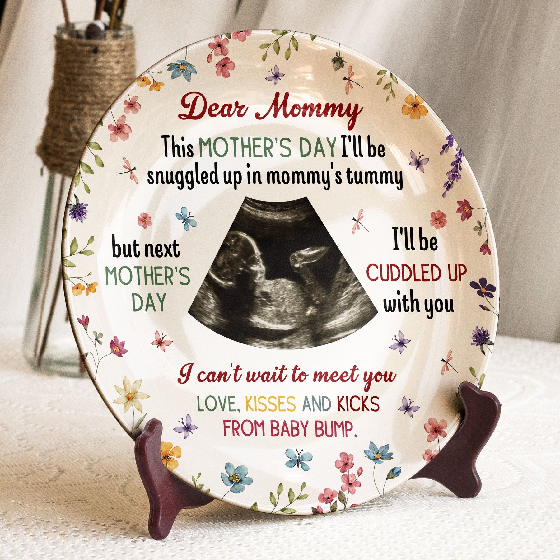 Next Mother's Day I'll Be Cuddled Up With You To Be Mom - Personalized Ceramic Photo Plate