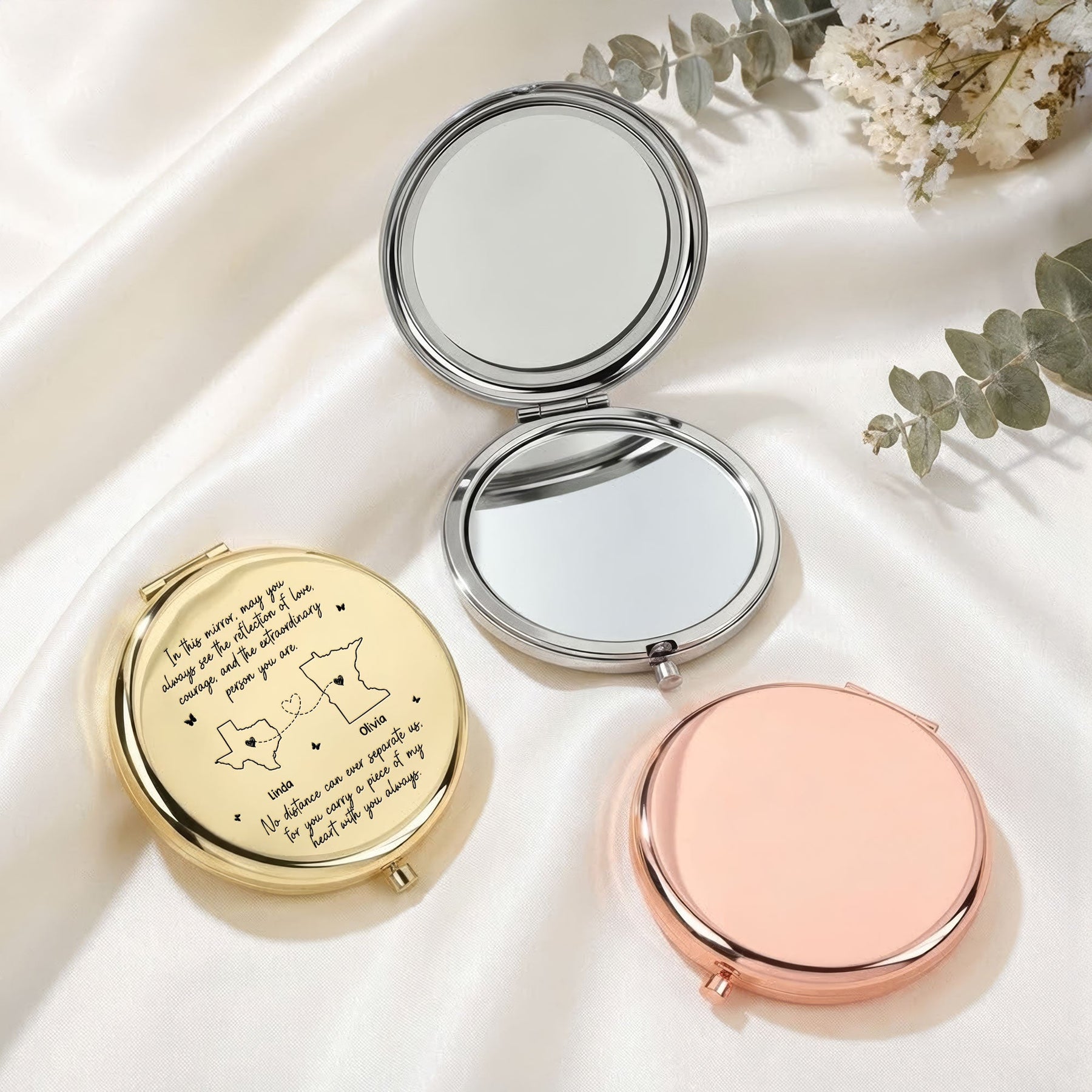 No Distance Can Ever Separate Us Mirror Reminder Long Distance Relationship - Personalized Compact Mirror