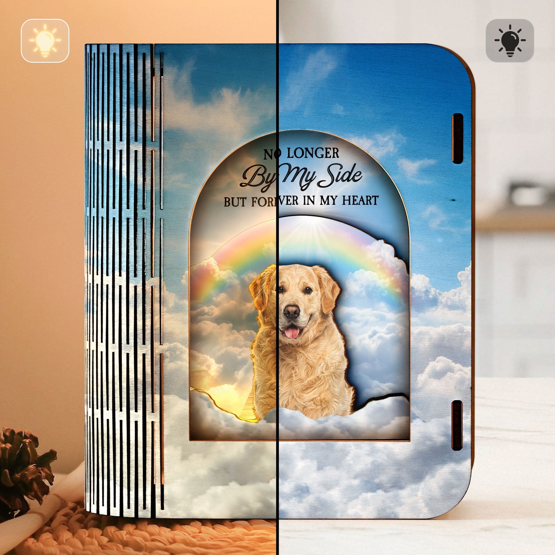 No Longer By My Side - Personalized 3D Wooden Puzzle Photo Night Light