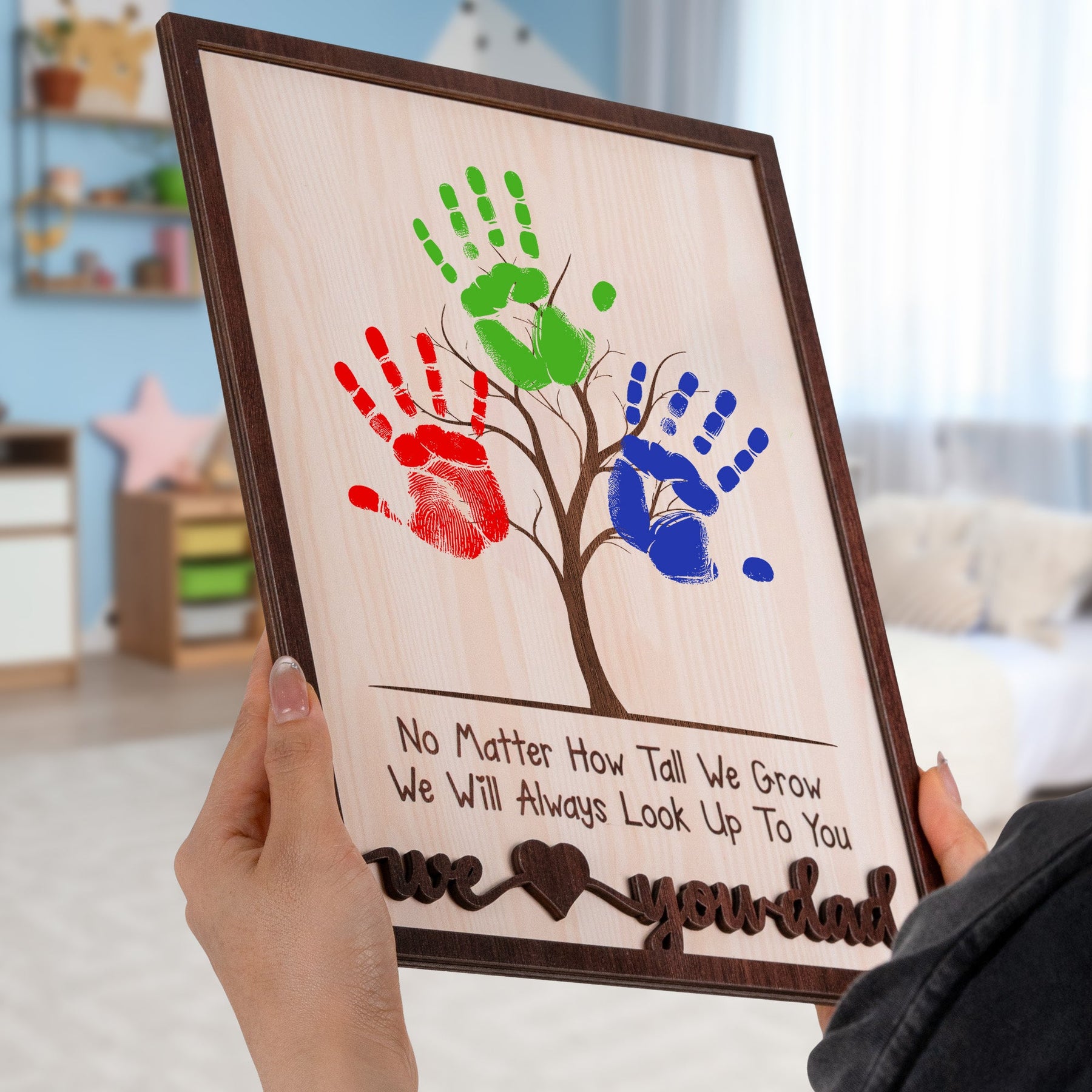 No Matter How Tall We Grow - Personalized Wooden Plaque