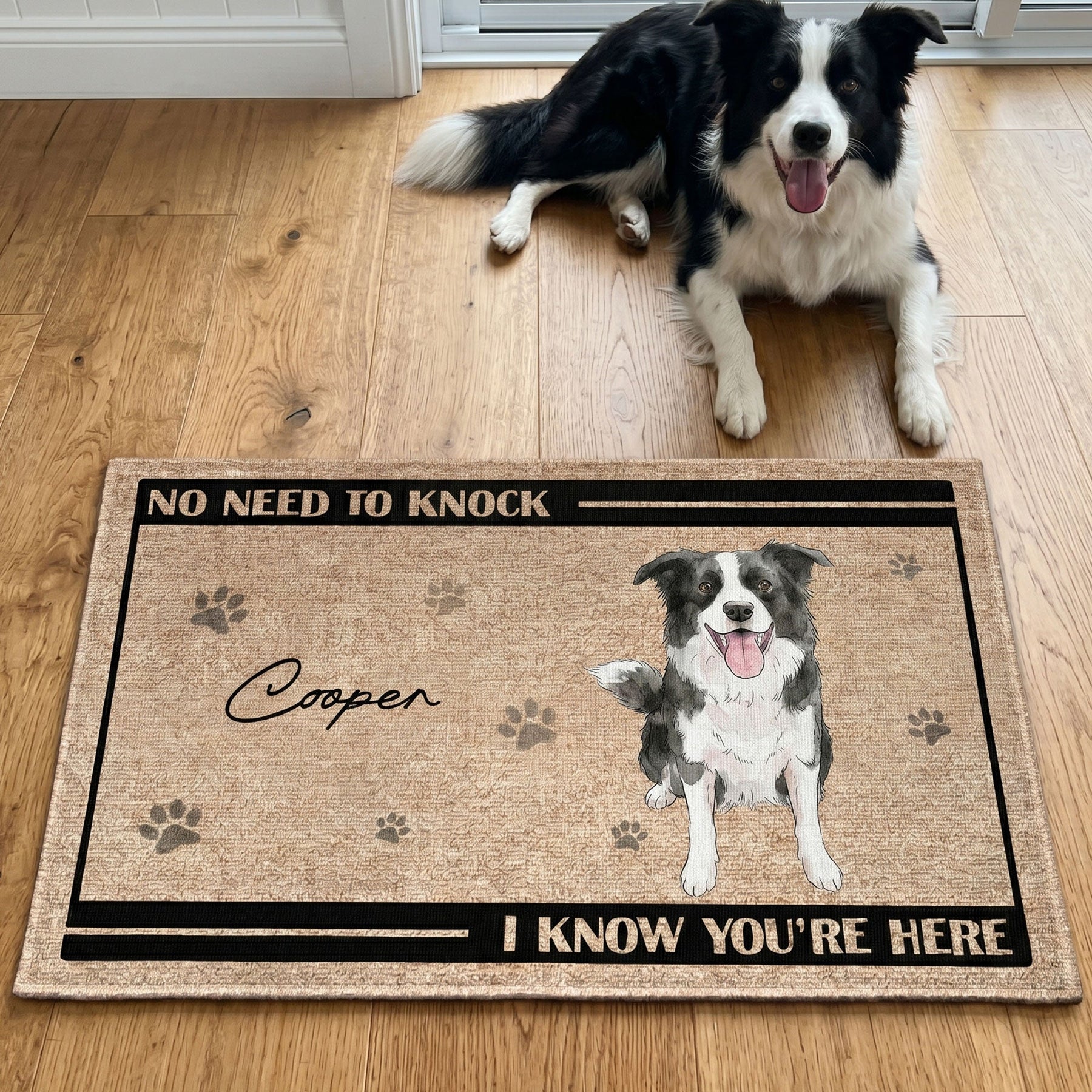 No Need To Knock Custom Pet Portrait Watercolor - Personalized Doormat