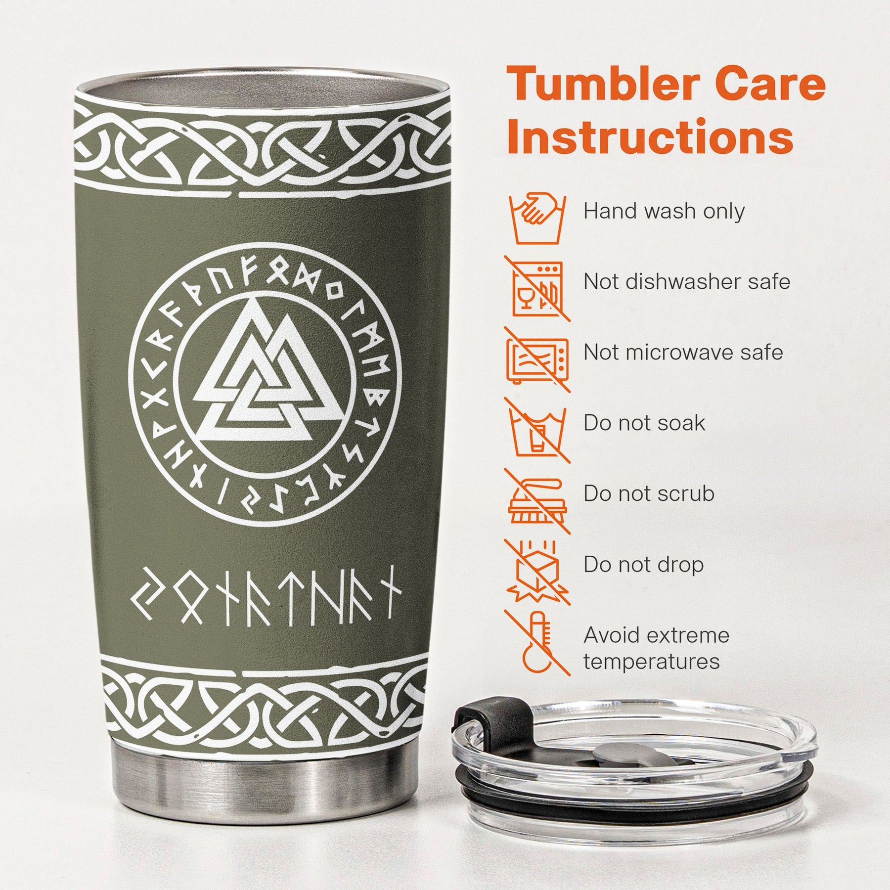Norse Mythology, Name In Viking Runes - Personalized Tumbler Cup