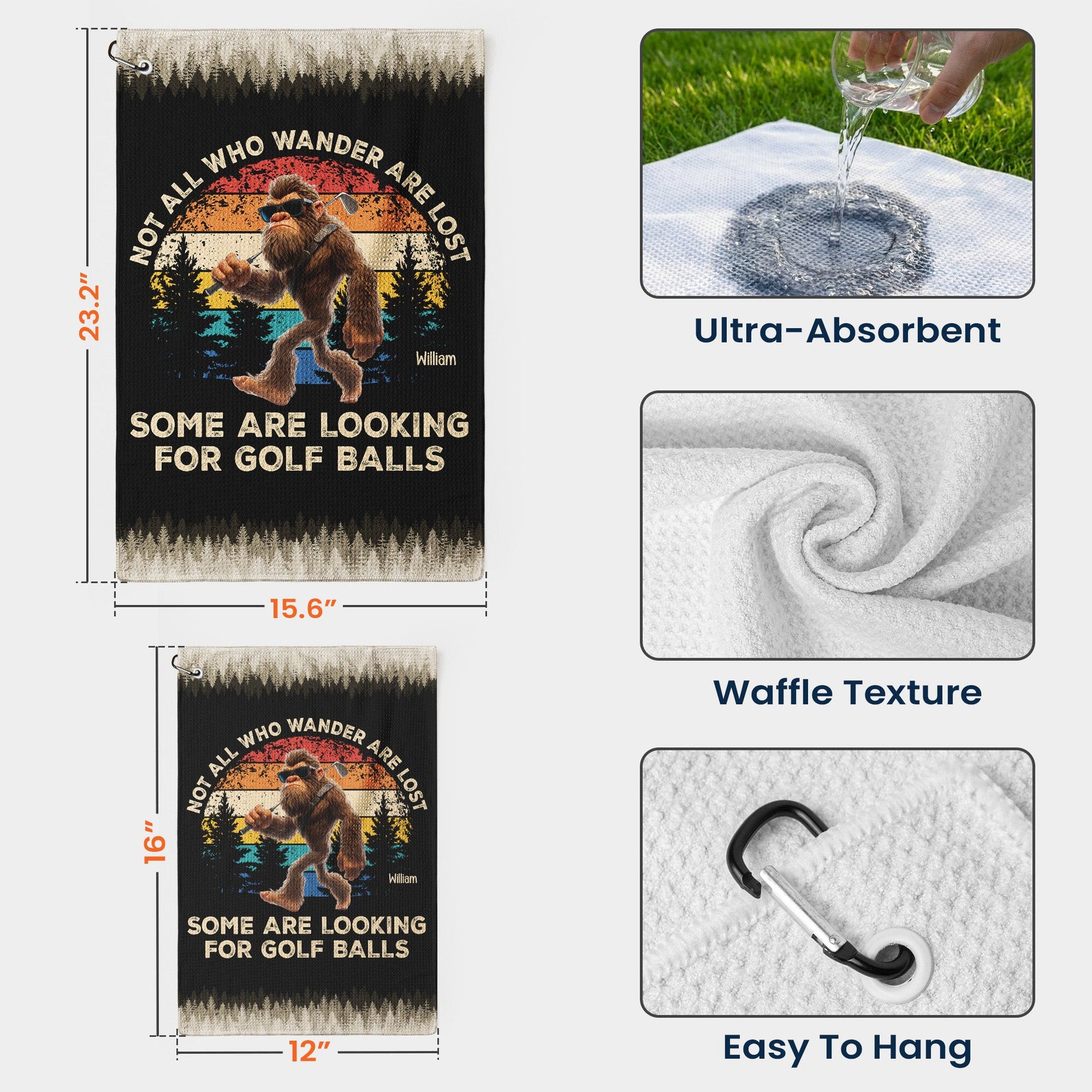 Not All Who Wander Are Lost Funny Gift For Golfers, Dad, Husband, Buddies, Golf Lovers - Personalized Golf Towel