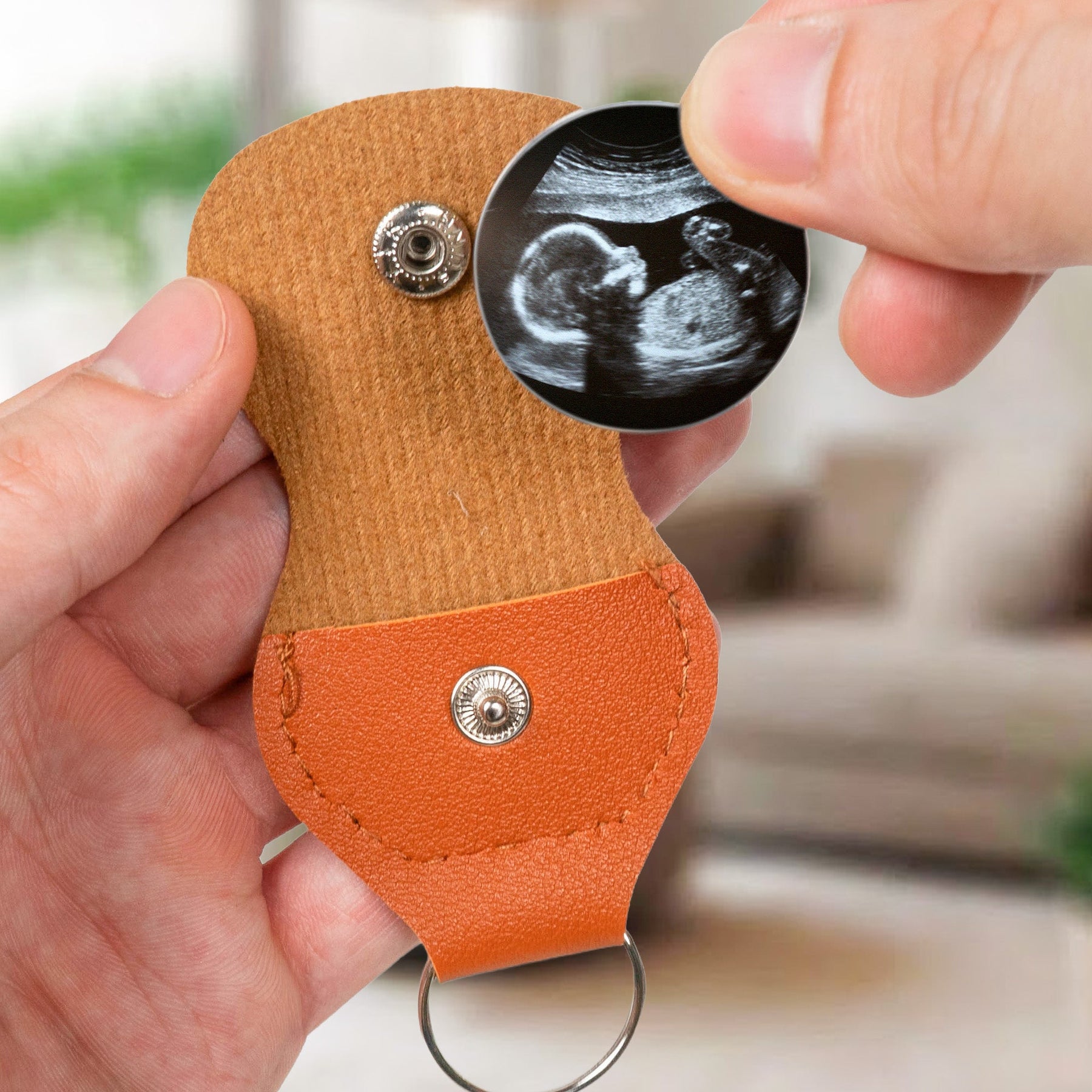 Now You Can Carry Me Too Can't Wait To Meet You - Personalized Leather Photo Pocket Hug