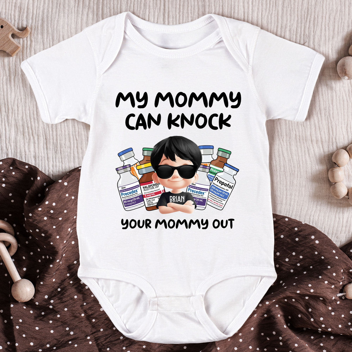 Nurse Mom Nurse Dad Can Knock Your Mom Dad Out - Personalized Baby Bodysuit
