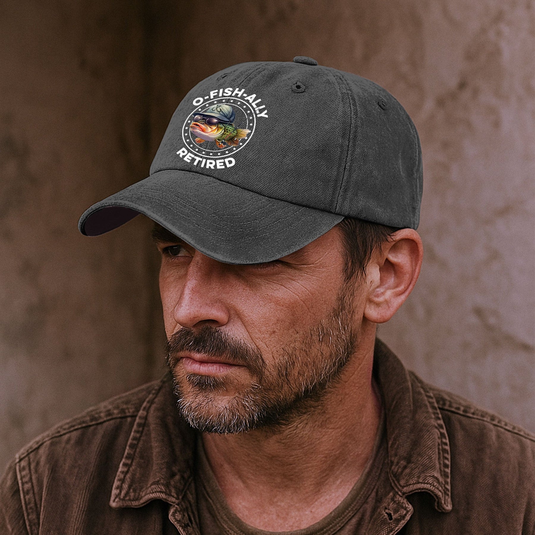O-Fish-Ally Retired - Personalized Distressed Denim Cap