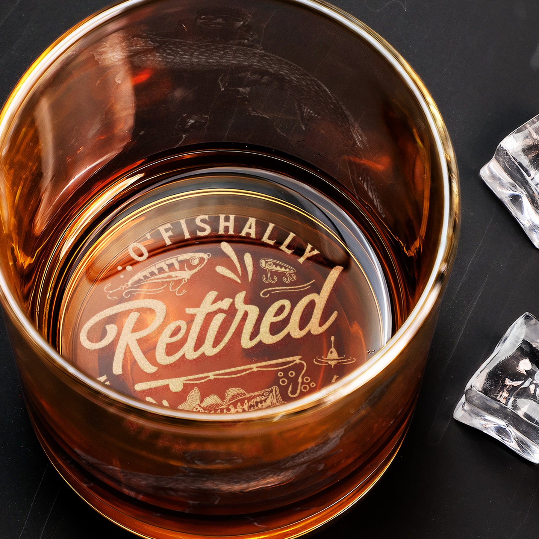O'Fishally Retired - Not My Problem Anymore - Personalized Whiskey Glass With Photo