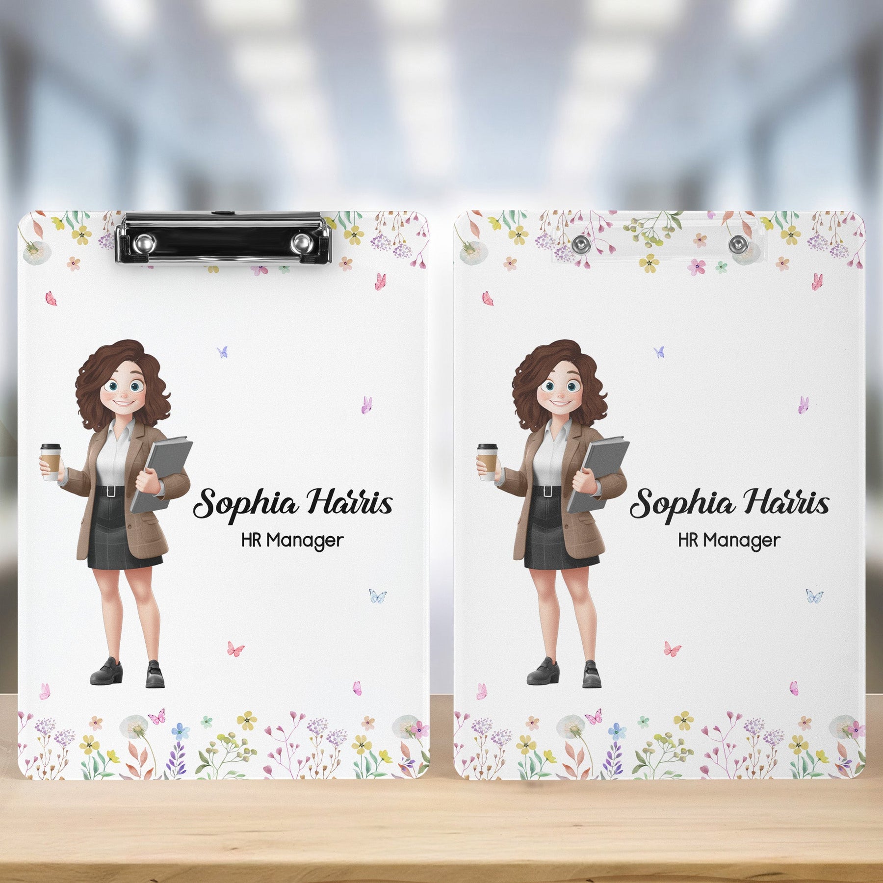 Office Cartoon Gift For Colleagues, Coworkers, Boss - Personalized Acrylic Clipboard