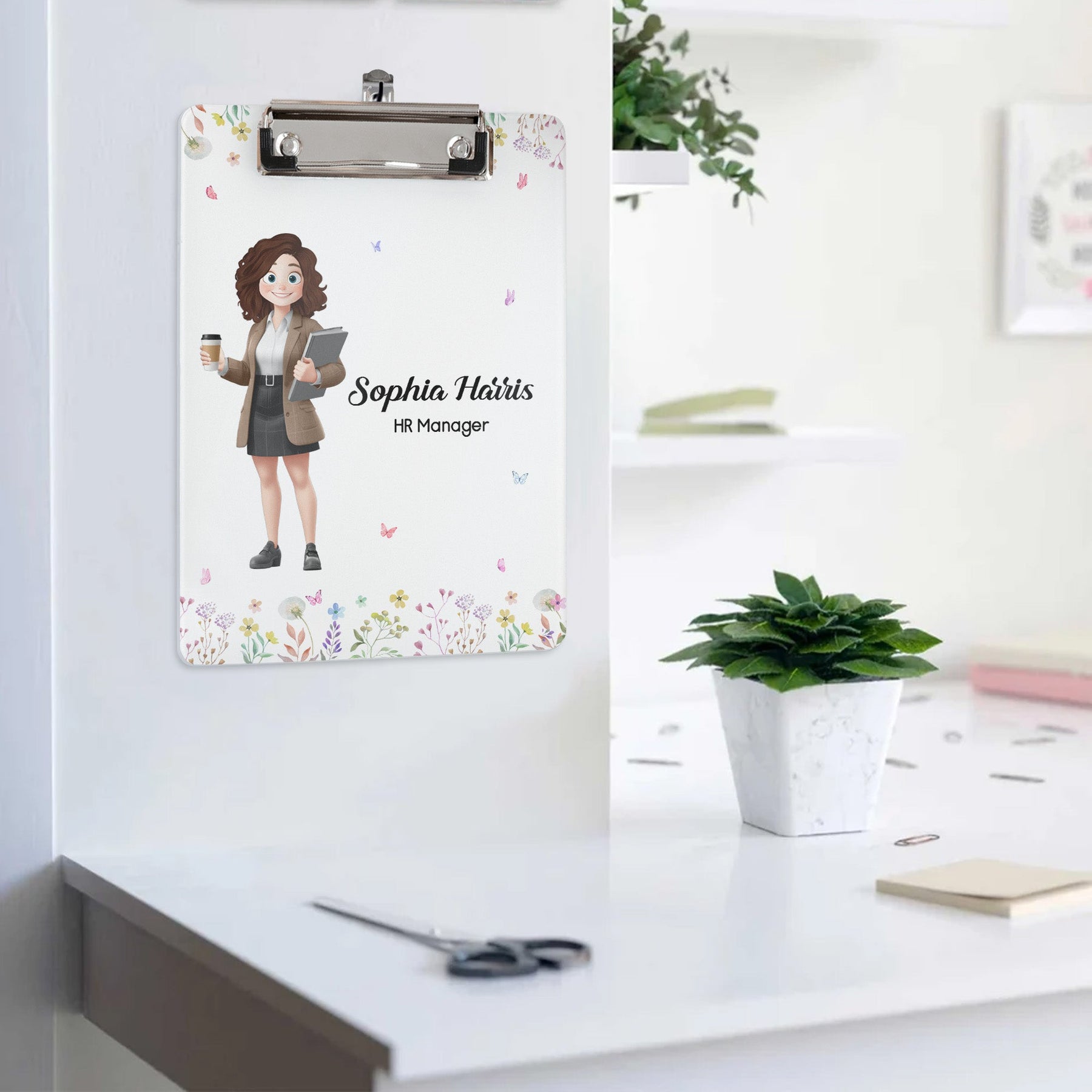 Office Cartoon Gift For Colleagues, Coworkers, Boss - Personalized Acrylic Clipboard