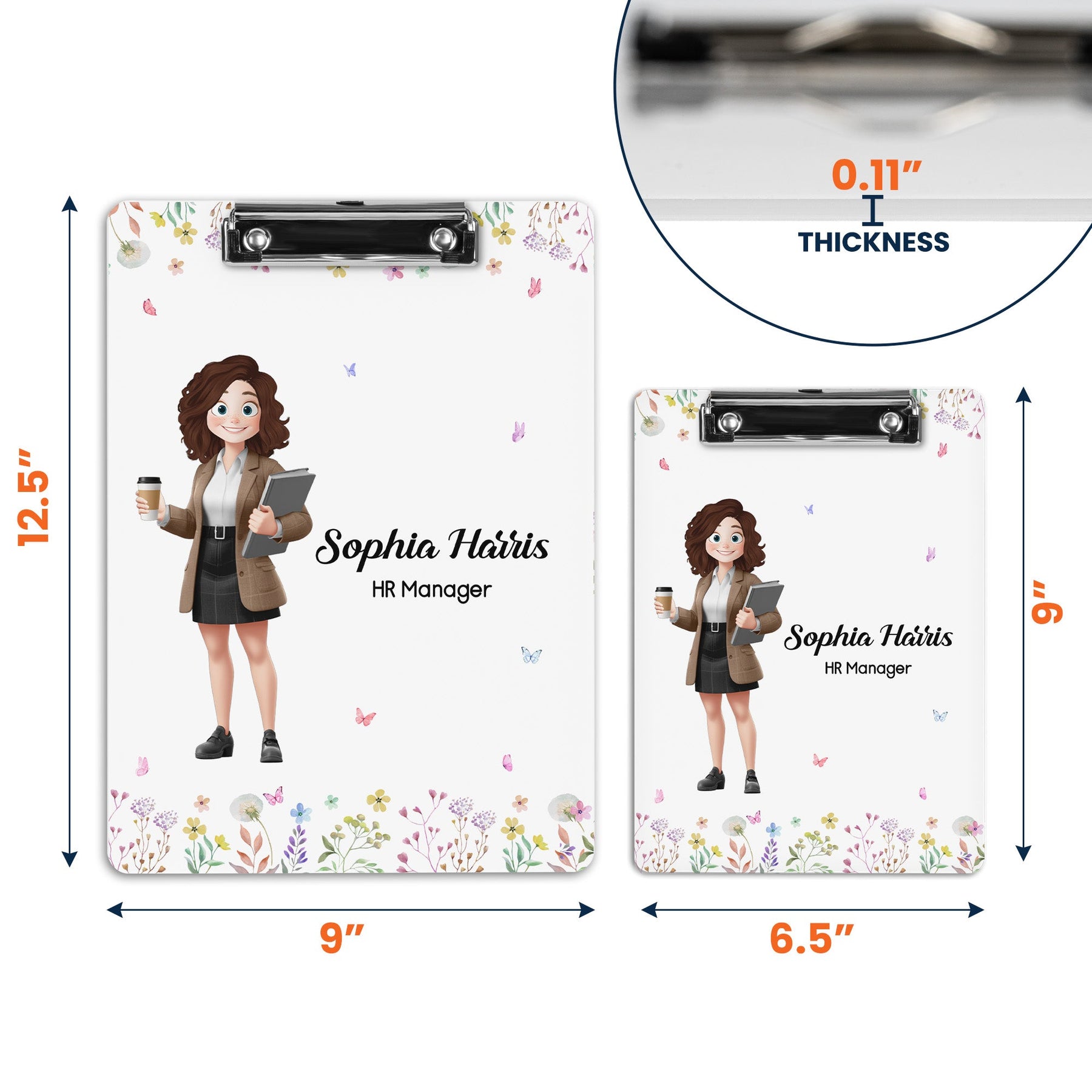 Office Cartoon Gift For Colleagues, Coworkers, Boss - Personalized Acrylic Clipboard