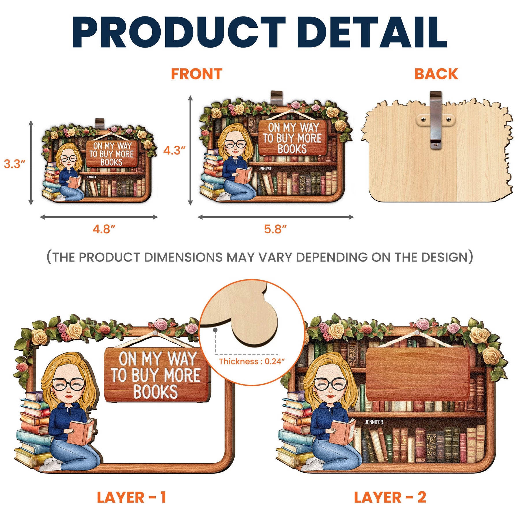 On My Way To Buy More Books - Personalized Wooden Car Visor Clip