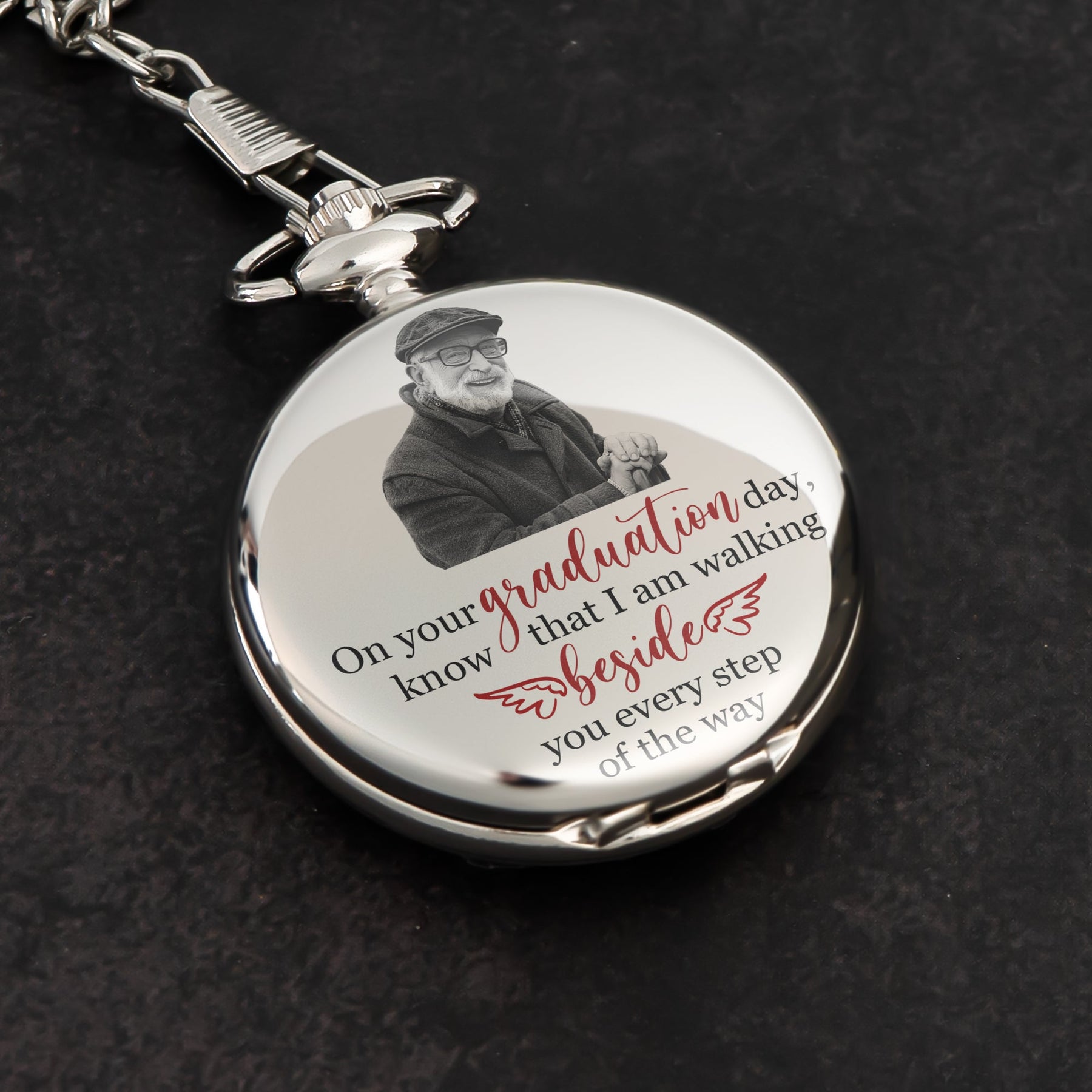 On Your Graduation Day Memorial Custom Photo - Personalized Pocket Watch