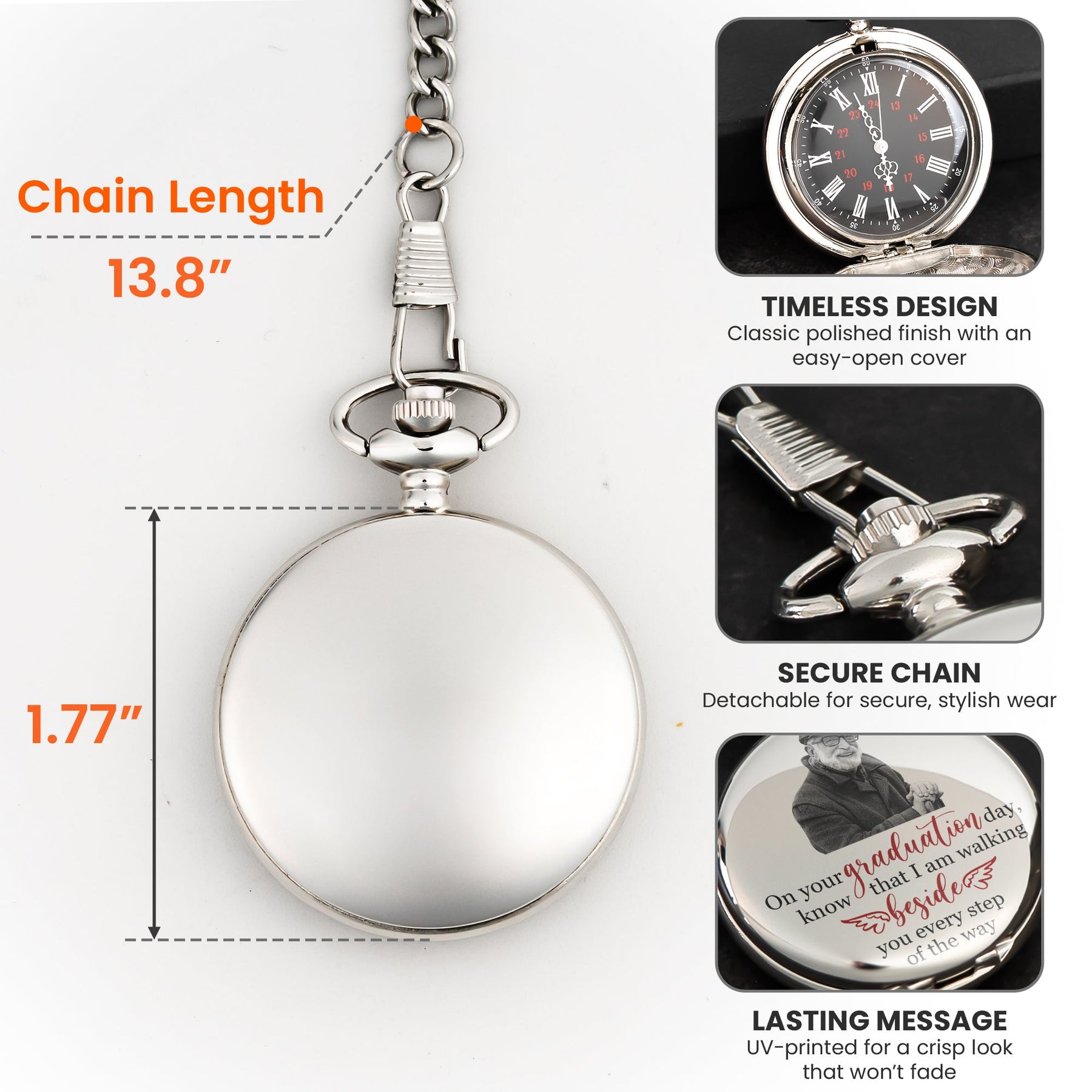 On Your Graduation Day Memorial Custom Photo - Personalized Pocket Watch