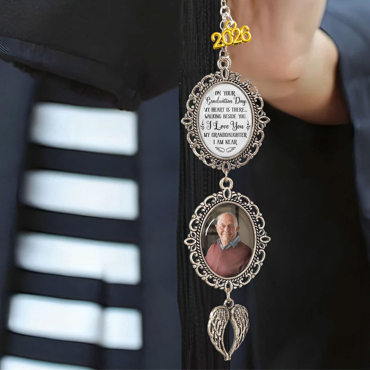 On Your Graduation Day My Heart Is There - Custom Graduation Tassel Photo Charm