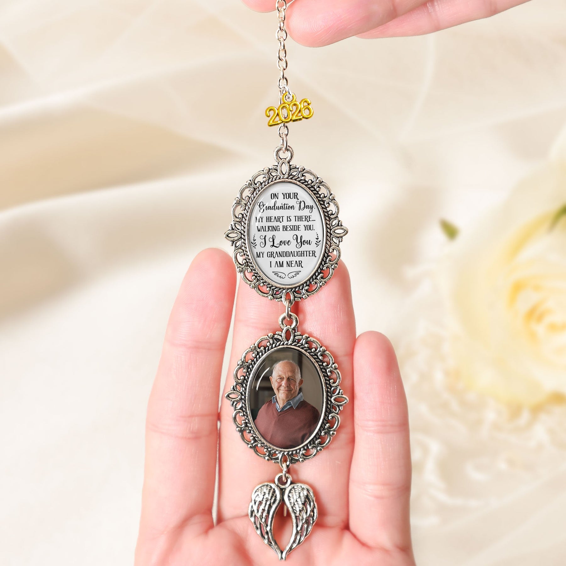 On Your Graduation Day My Heart Is There - Custom Graduation Tassel Photo Charm