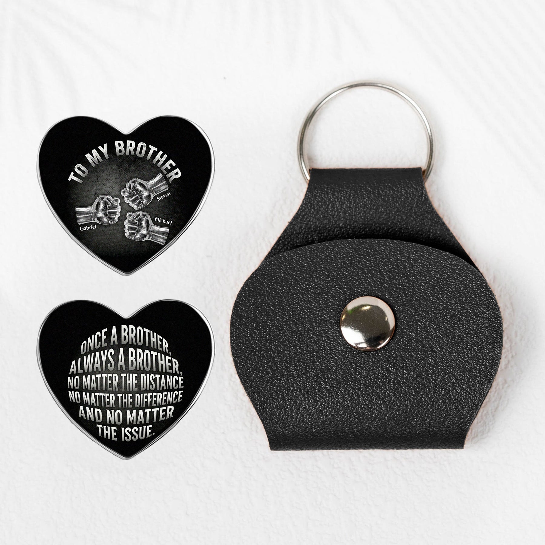 Once A Brother, Always A Brother, No Matter The Distance - Personalized Leather Pocket Hug