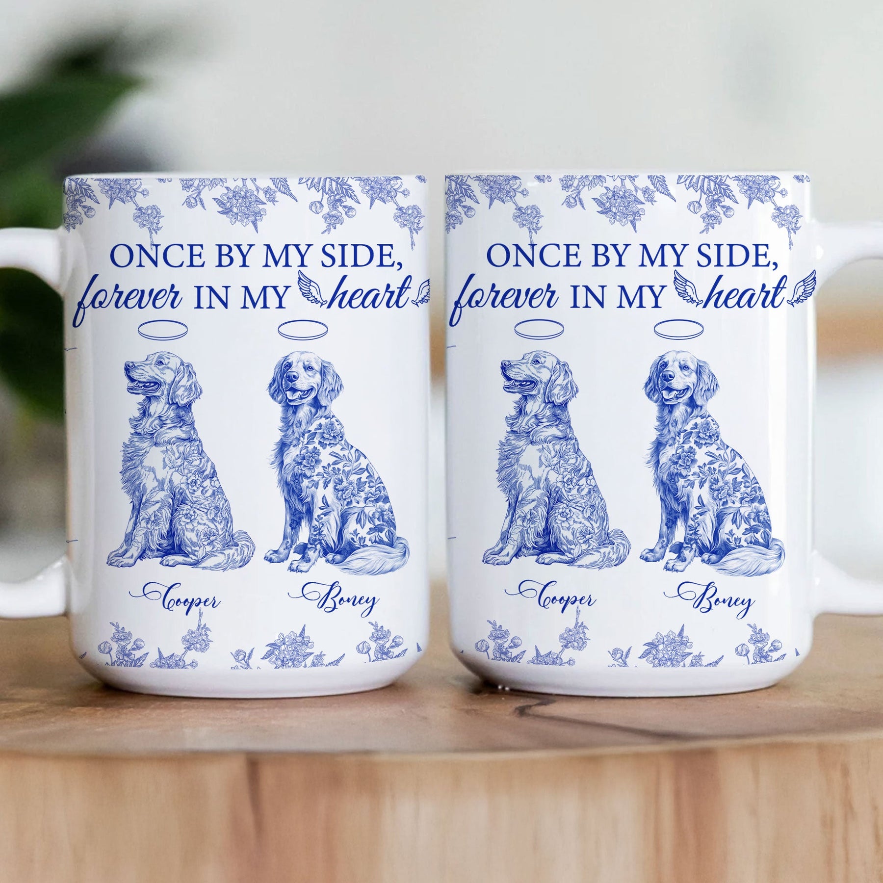 Once By My Side, Forever In My Heart Dog Memorial Toile De Jouy - Personalized Mug