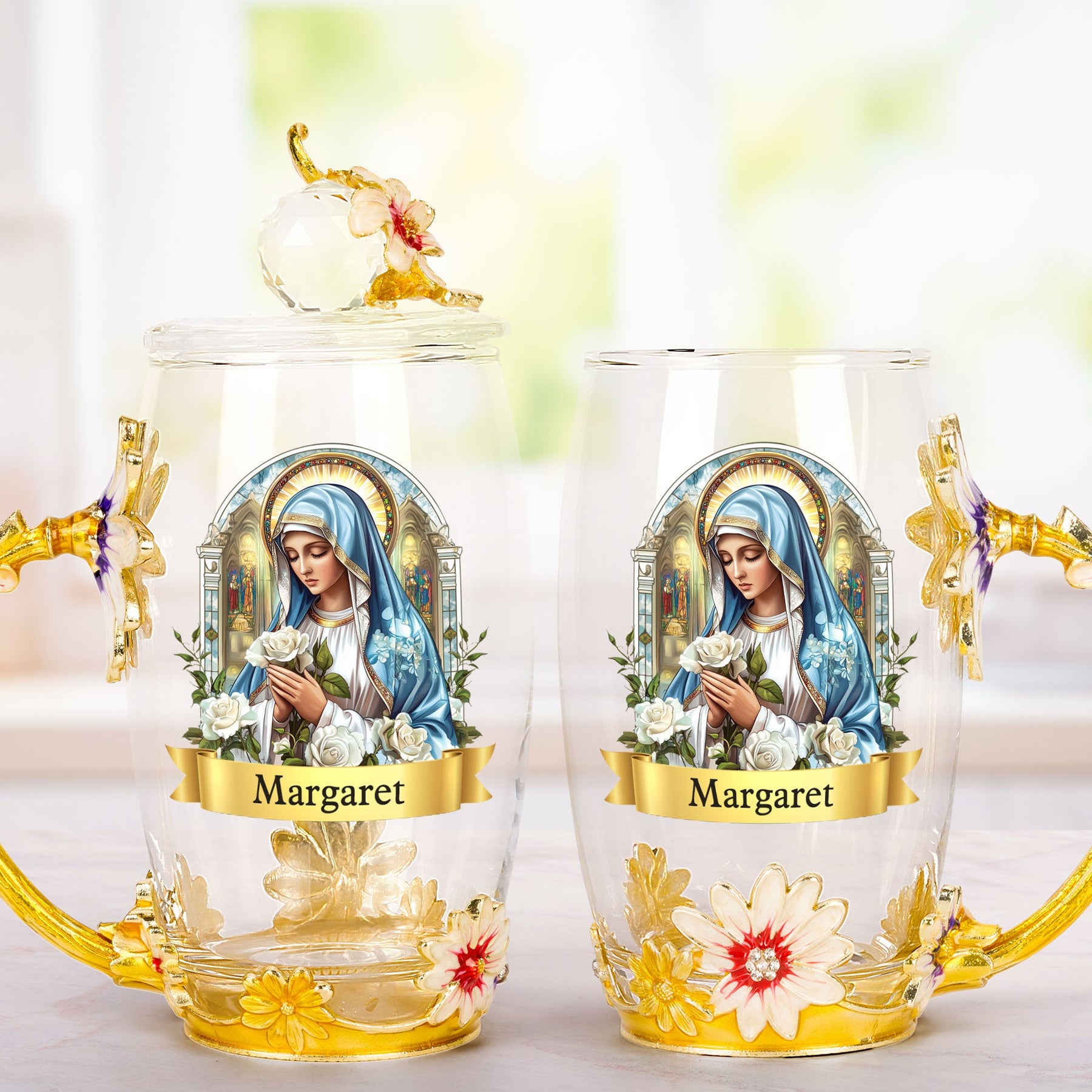 Our Lady Of Fatima Virgin Mary - Personalized Enamel Flower Tea Cup