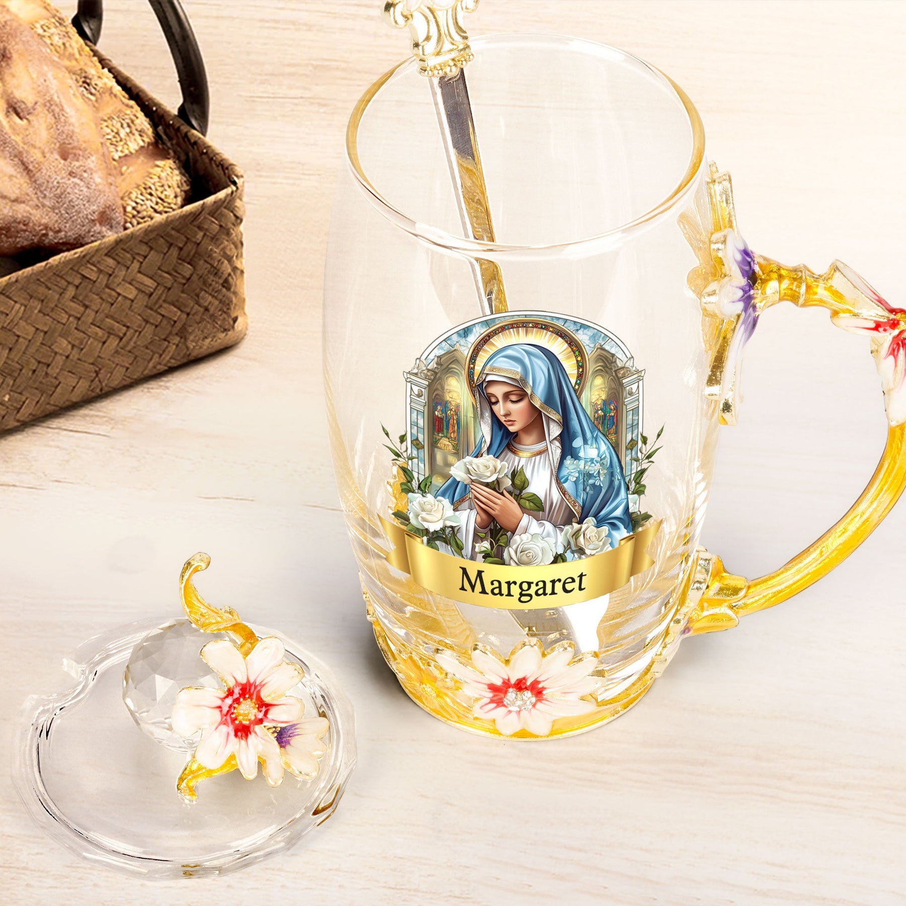 Our Lady Of Fatima Virgin Mary - Personalized Enamel Flower Tea Cup