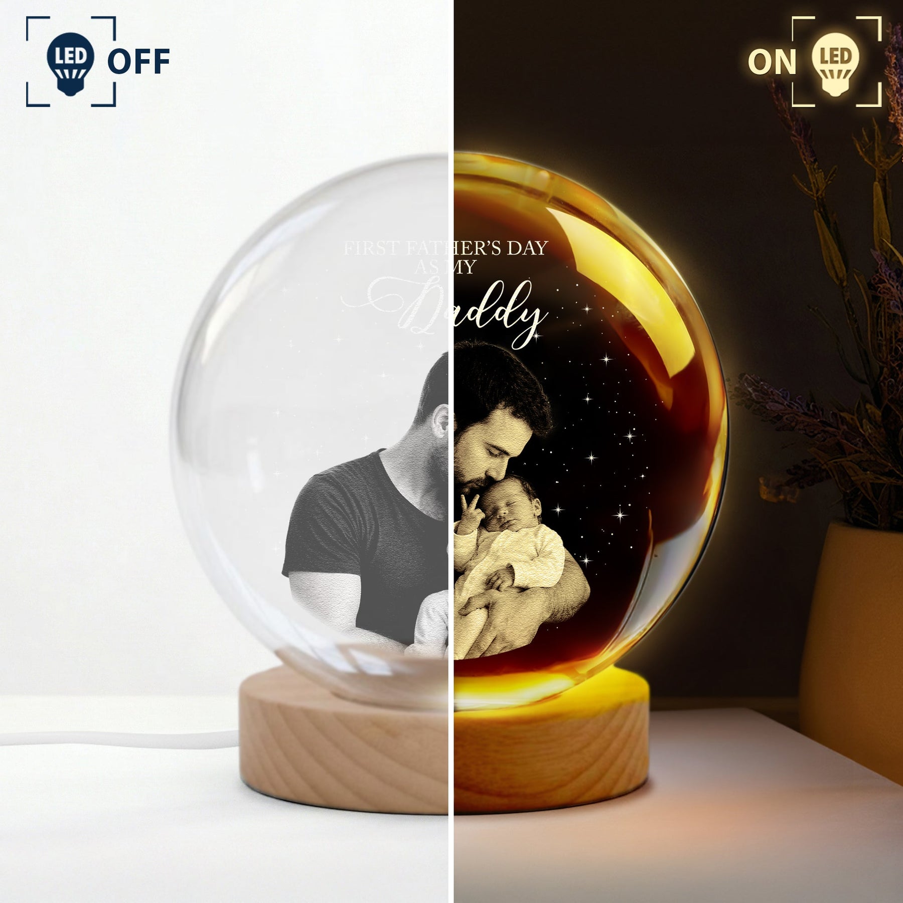 Our First Father's Day Together Custom Photo, For New Dad - Personalized Night Light