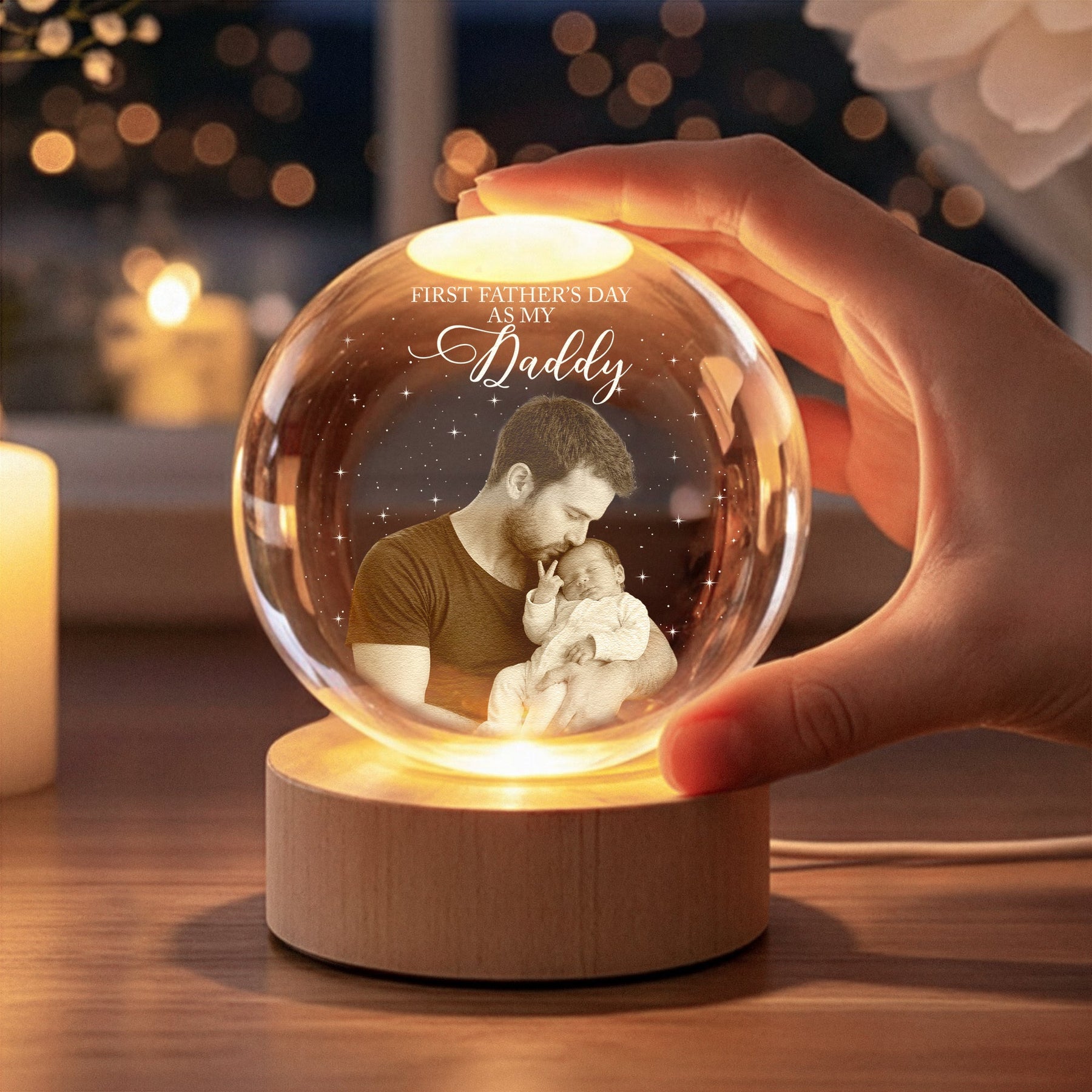 Our First Father's Day Together Custom Photo, For New Dad - Personalized Night Light