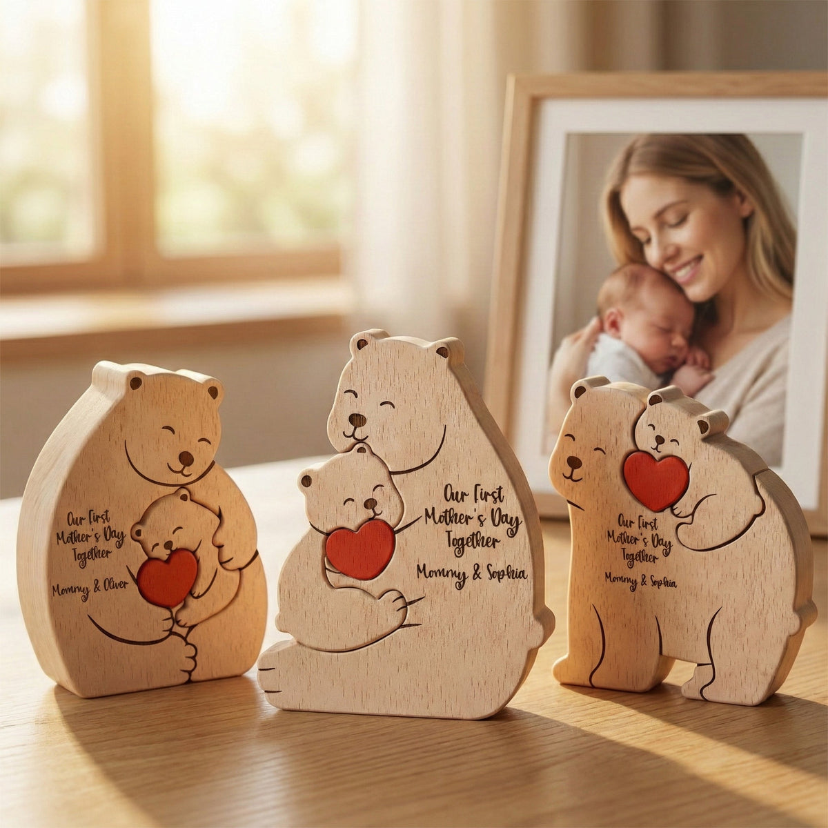 Our First Mother's Day Together - Mama Bear Mom & Baby Cub - Personalized Puzzle