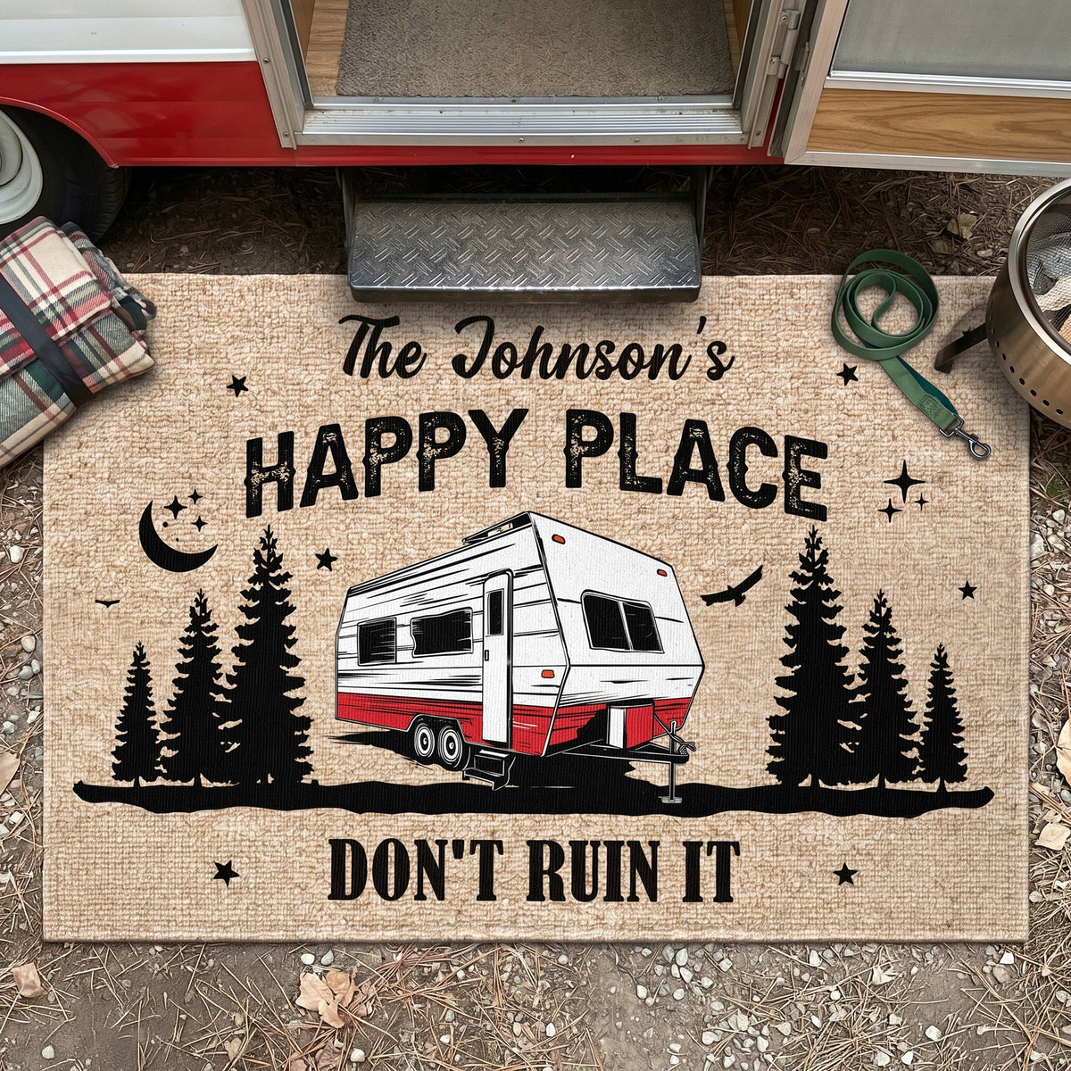 Our Happy Place, Don't Ruin It - Personalized Doormat