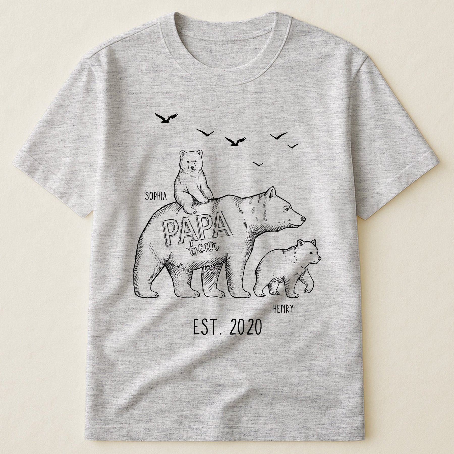 Papa Bear Sketch Art Custom Father’s Day Gift For Dad, Husband, Grandpa - Personalized Shirt