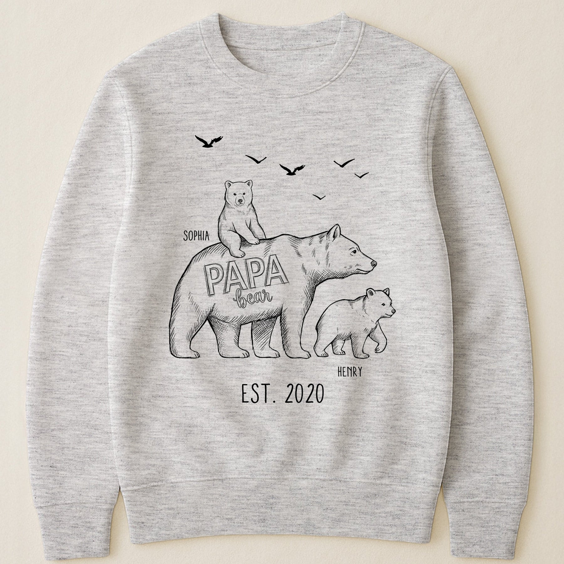 Papa Bear Sketch Art Custom Father’s Day Gift For Dad, Husband, Grandpa - Personalized Shirt