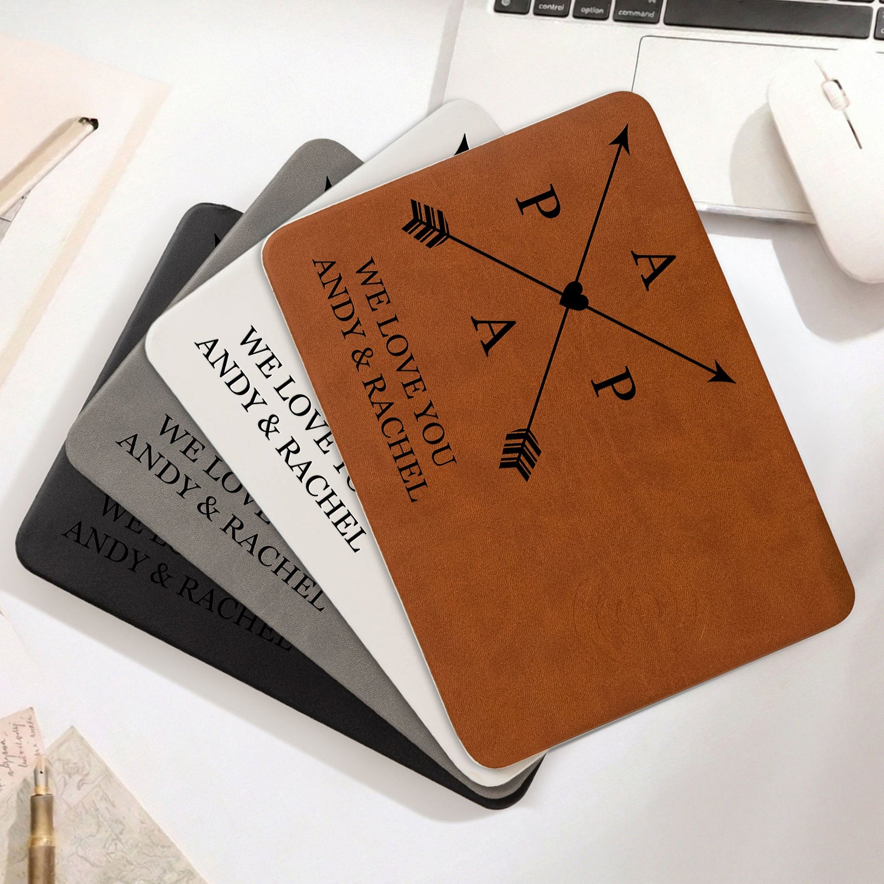 Papa We Love You - Personalized Leather Charging Mat