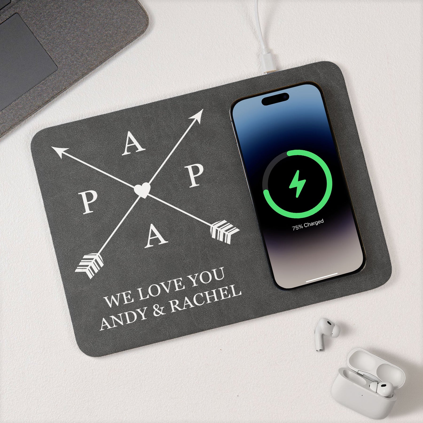 Papa We Love You - Personalized Leather Charging Mat