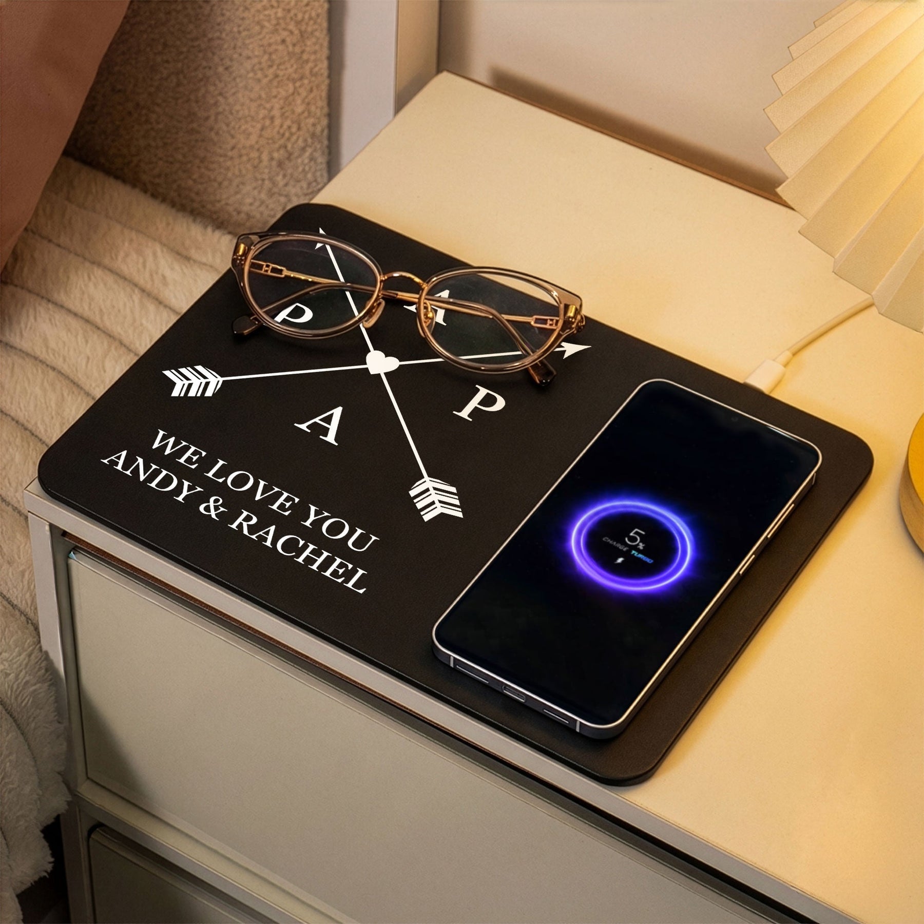 Papa We Love You - Personalized Leather Charging Mat