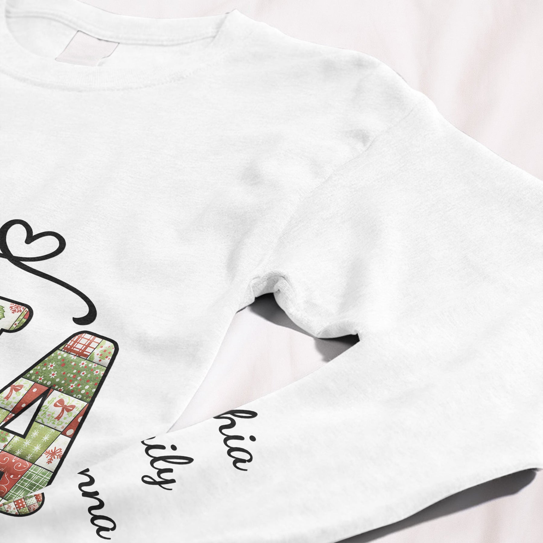 Patchwork Style This Grandma Wears Her Heart - Custom Long Sleeve T-Shirt
