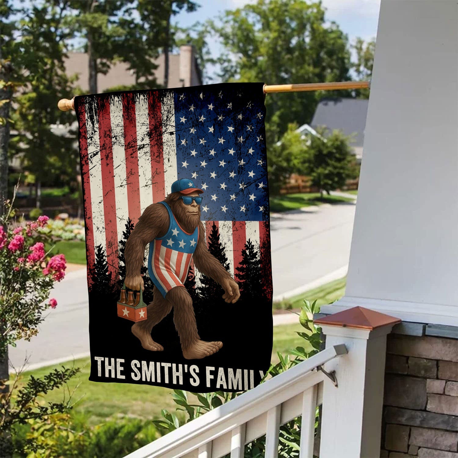 Patriotic Sasquatch - Personalized Flag